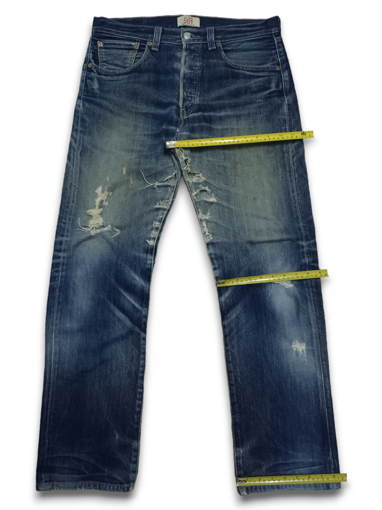 Levi's × Levi's Vintage Clothing Vintage 90s Levis 501 Blue Wash Distressed Baggy Jeans 34x30 Size US 34 / EU 50 - 13 Thumbnail