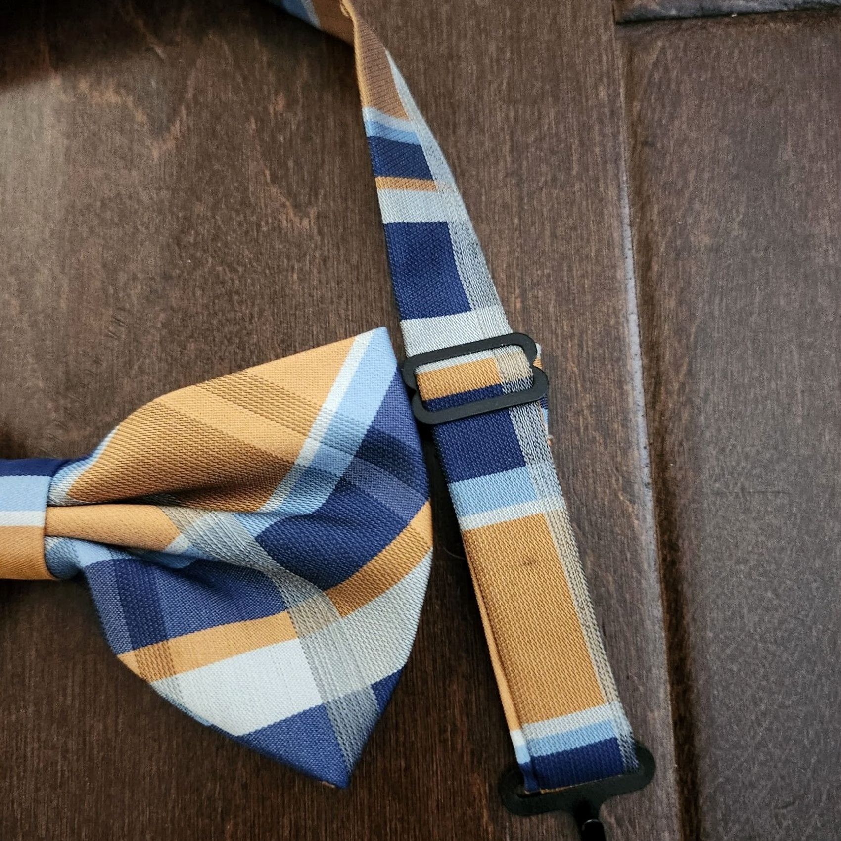 J Brand Brand Q Italy Bow Tie Plaids & Checks Adjustable One Size Multicolor Blue Tan NWT Men Size ONE SIZE - 5 Thumbnail