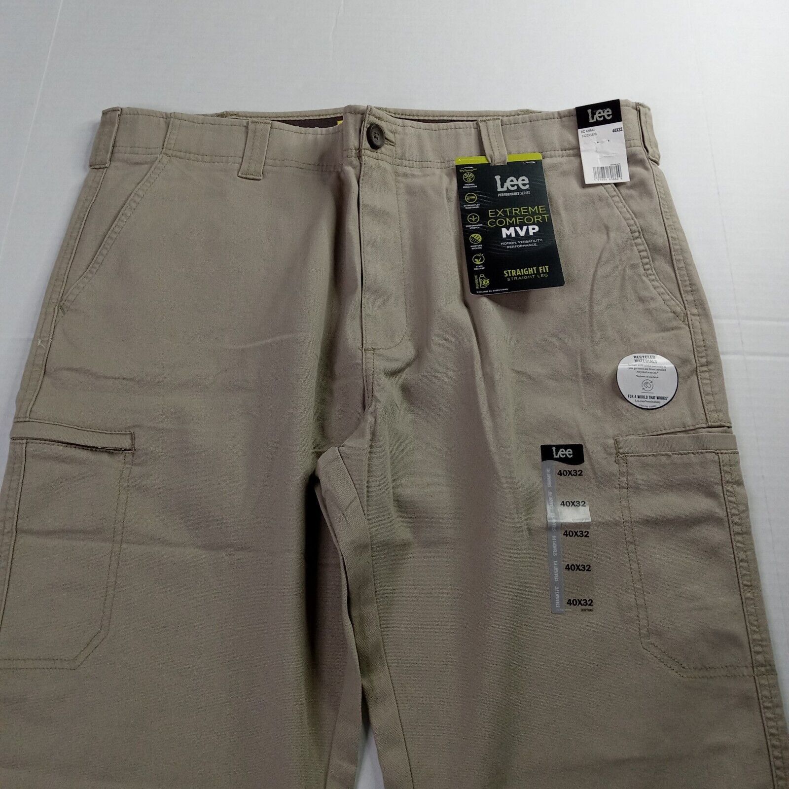 Lee Lee Extreme Comfort Cargo Pants Men 40x32 Beige Straight Fit Size US 40 / EU 56 - 4 Thumbnail