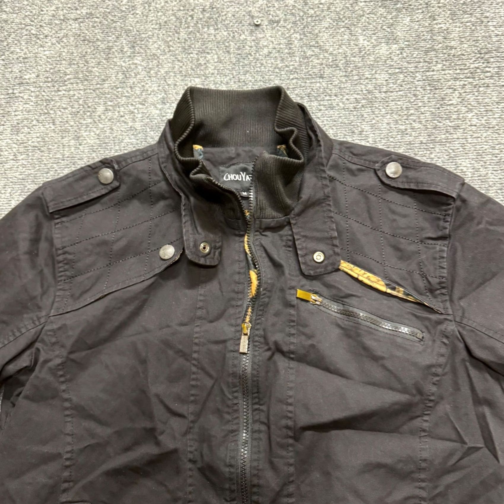 Vintage Y2K Chou Yatou Jacket Mens M Black Full-zip Patch Flap Pocket Patterned Liner Size US M / EU 48-50 / 2 - 4 Thumbnail