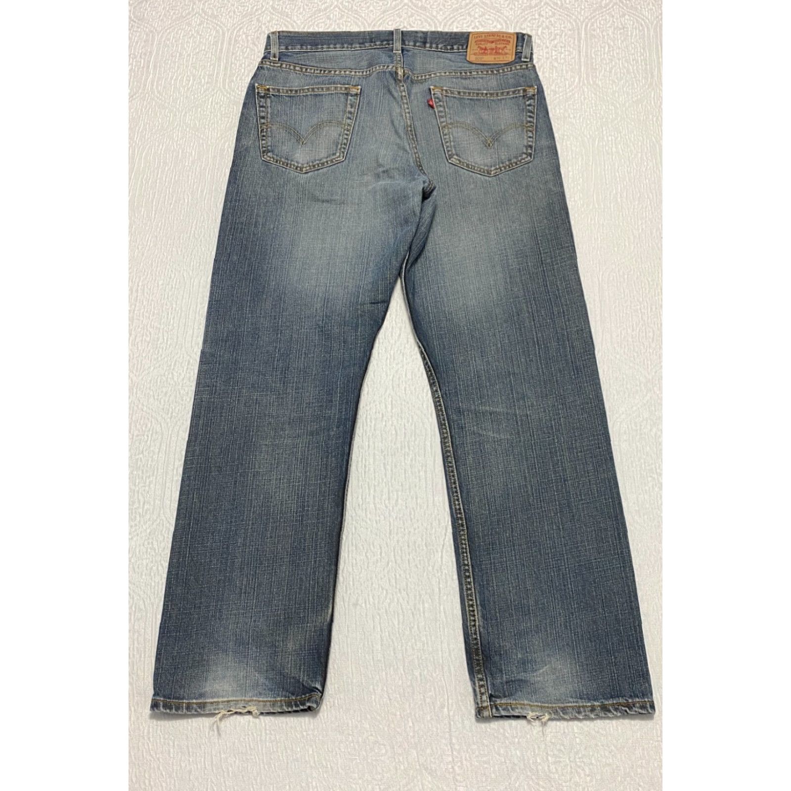 Levi's Levi's 505 Regular Jeans 36×30 Blue Distressed Ripped Whiskers Denim Mens Grunge Size US 36 / EU 52 - 2 Thumbnail
