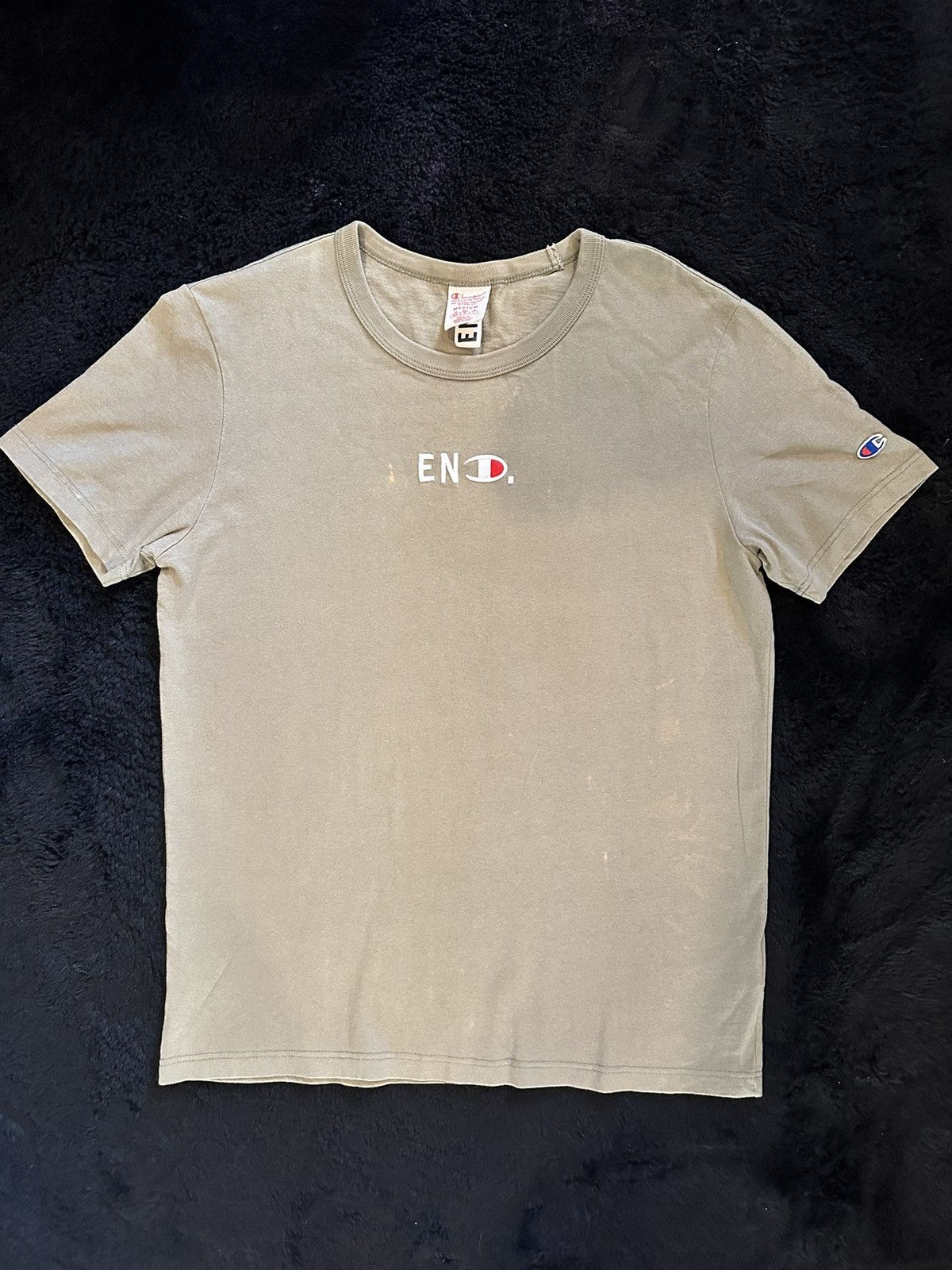 Champion × END. END x Champion Reverse Weave Logo Tee Olive Size US M / EU 48-50 / 2 - 1 Thumbnail