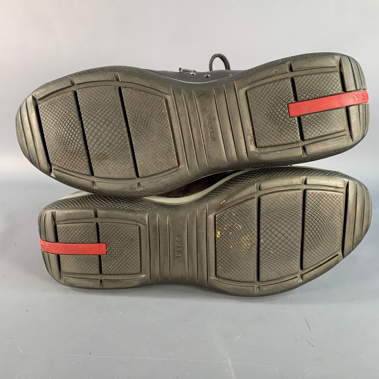 Prada America's Cup Silver Leather Nylon Mesh Ankle Sneakers Size US 10.5 / EU 43-44 - 6 Thumbnail
