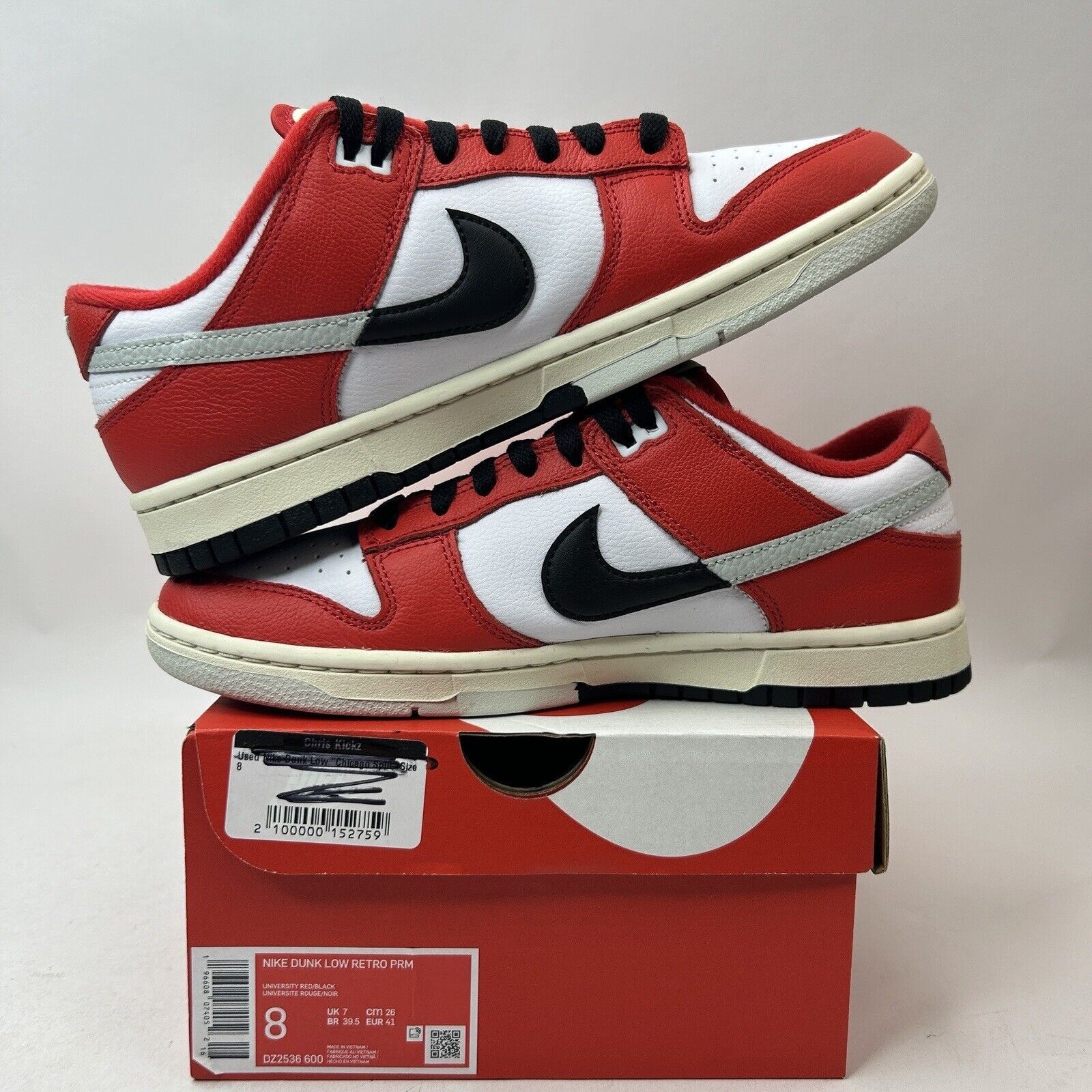 Nike Nike Dunk Low Retro PRM Split “Chicago/University Red” 2023 Size US 8 / EU 41 - 3 Thumbnail