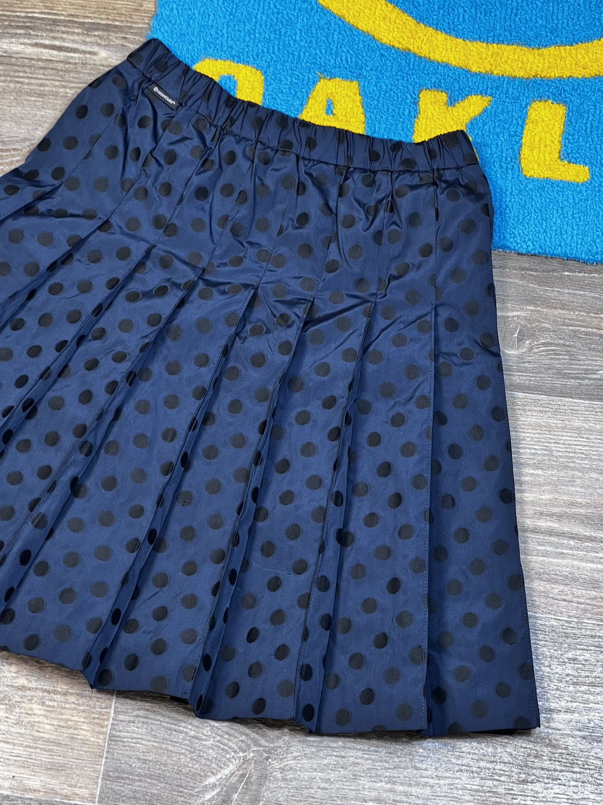 Moncler Blue Polka Dot Pleated Knee Length Skirt size 42