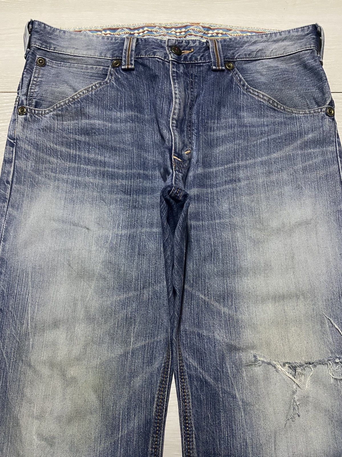 Junya Watanabe Vintage Edwin XVS Faded Wash Thunder Buckle Back Distressed Size US 37 - 3 Thumbnail