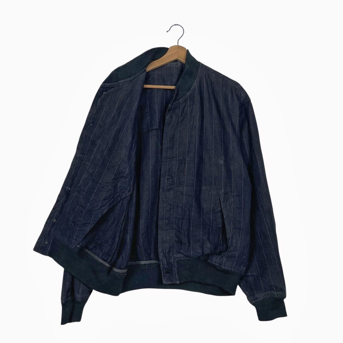 Comme des Garcons Homme Vintage 80s Comme Des Garcons Striped Linen Bomber Jacket Size US M / EU 48-50 / 2 - 9 Thumbnail