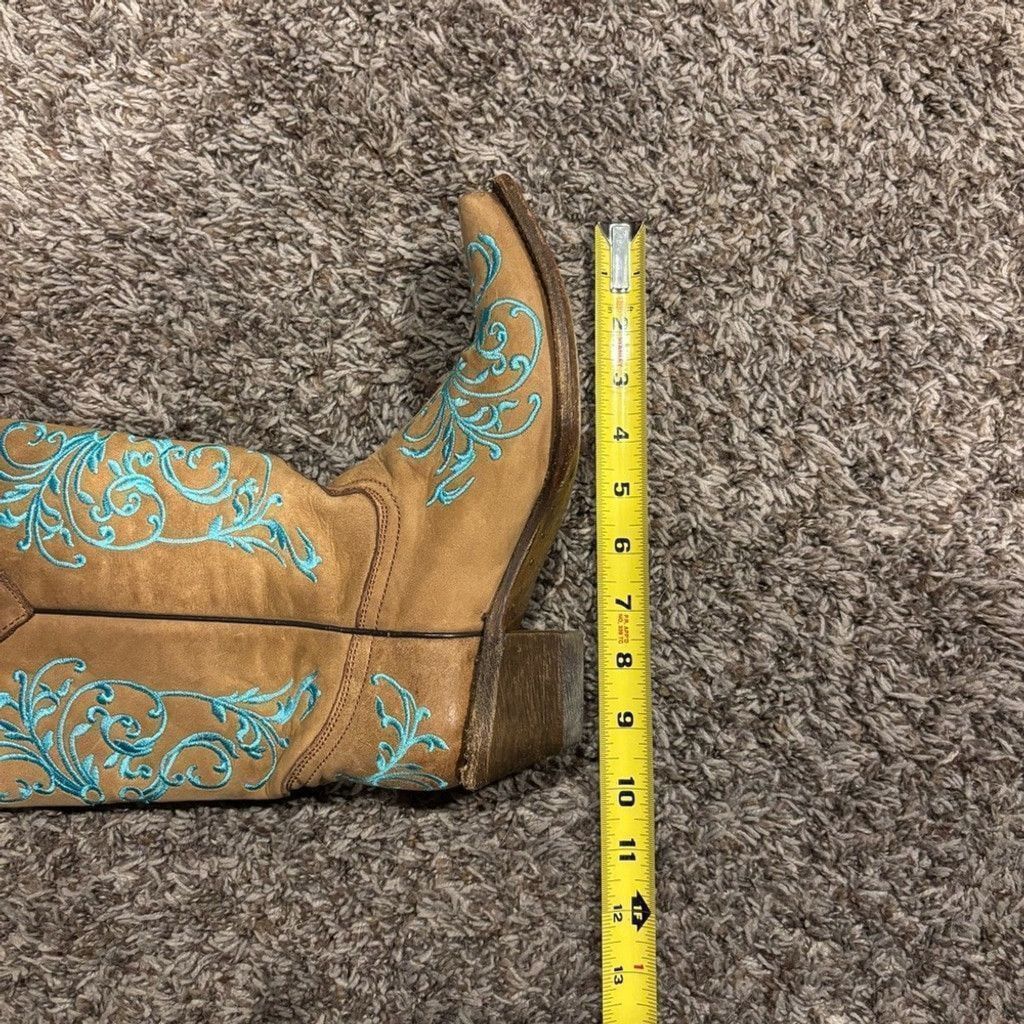 Corral Corral Tan Boots with Turquoise Embroidery Size US 8 / IT 38 - 9 Thumbnail