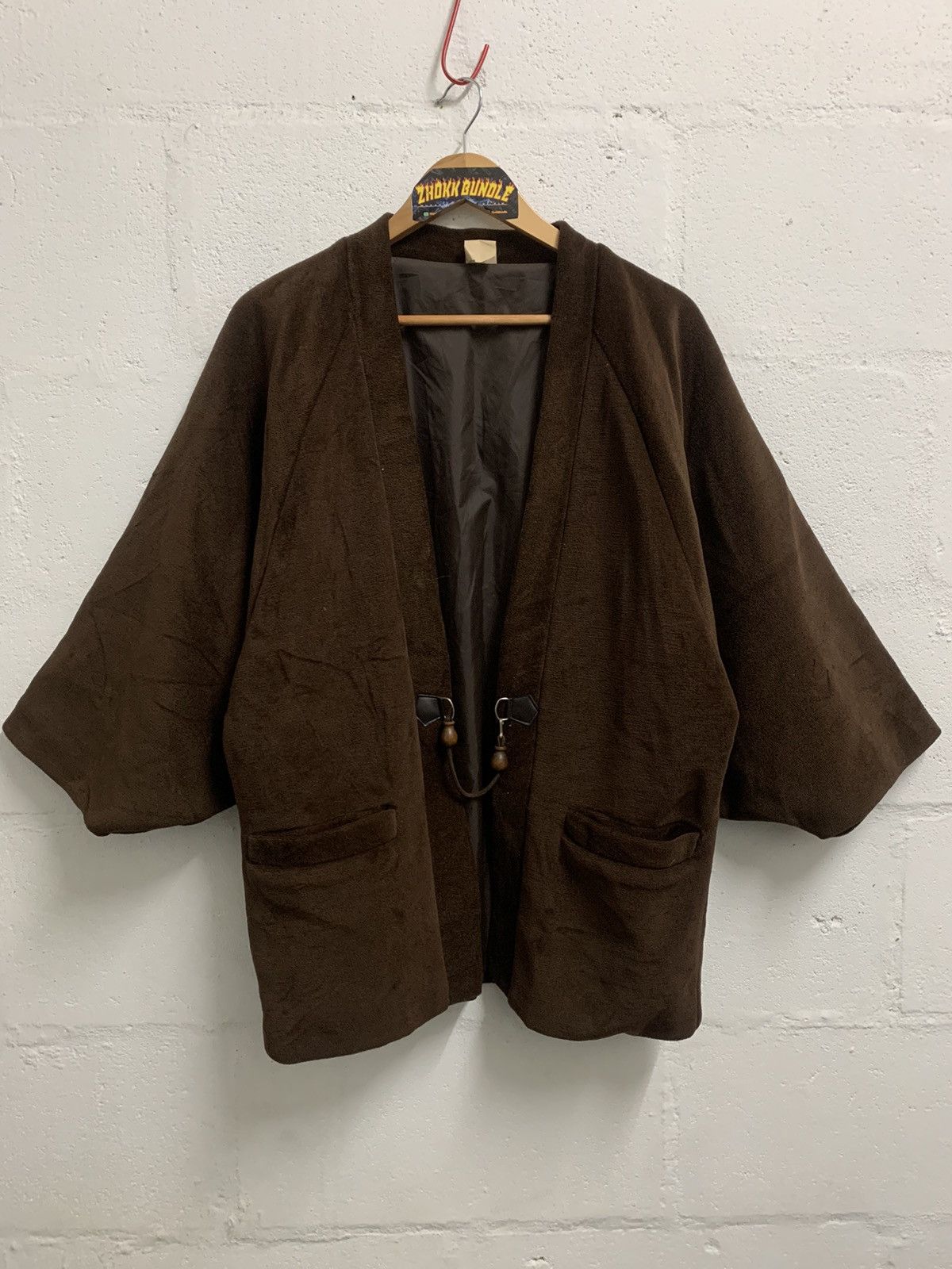 image of Vintage Kimono Inspire Batwing Jacket in Brown, Men's (Size Medium)