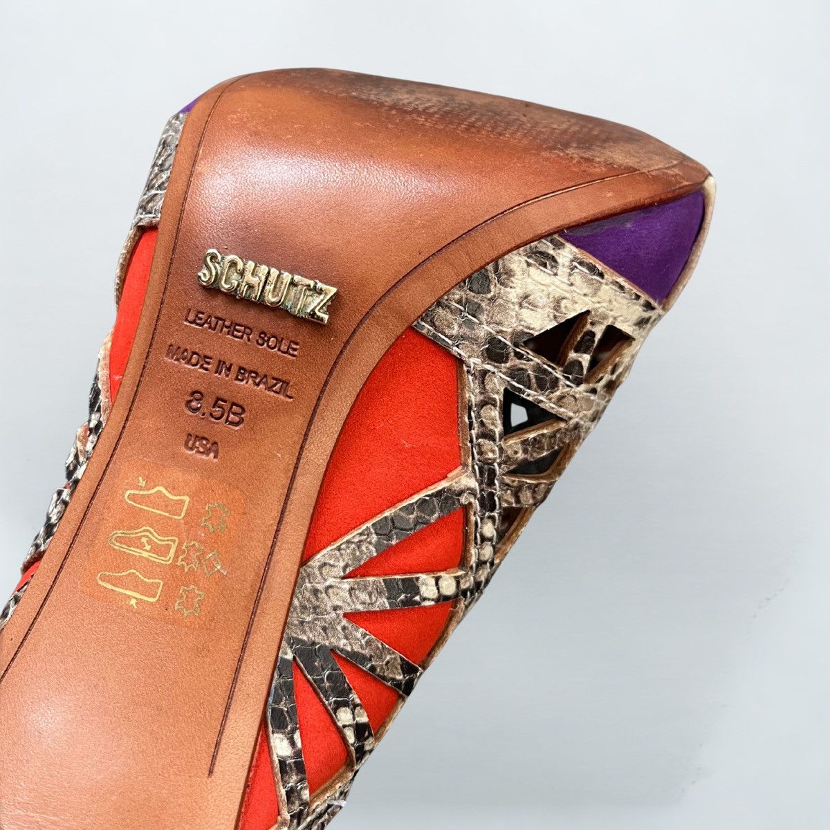 SCHUTZ Schutz Multicolor Snakeskin Lace-Up Heels – Women’s US 8.5 Size US 8.5 / IT 38.5 - 5 Thumbnail