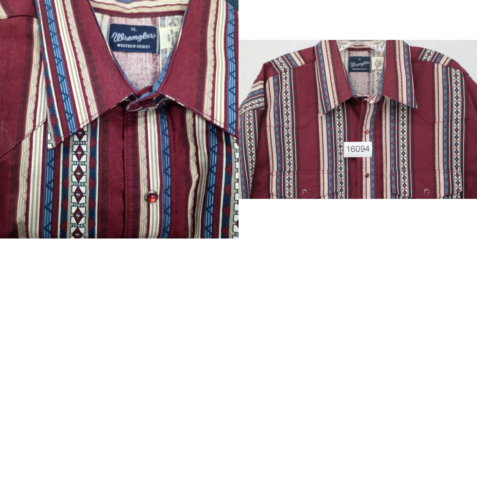 Wrangler VINTAGE Wrangler BrushPopper Shirt Mens XL Red Aztec Long Sleeve Red Pearl Western Size US XL / EU 56 / 4 - 8 Thumbnail
