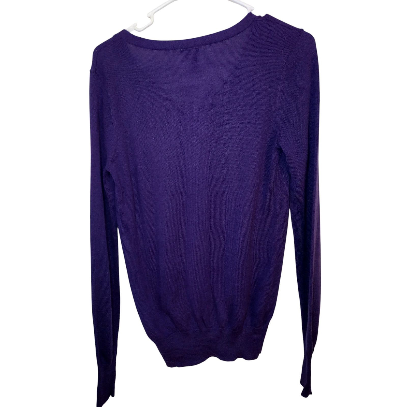 Ann Taylor Ann Taylor Sweater Long Sleeves V-Neck Knit Purple Size 4 Size S / US 4 / IT 40 - 8 Thumbnail