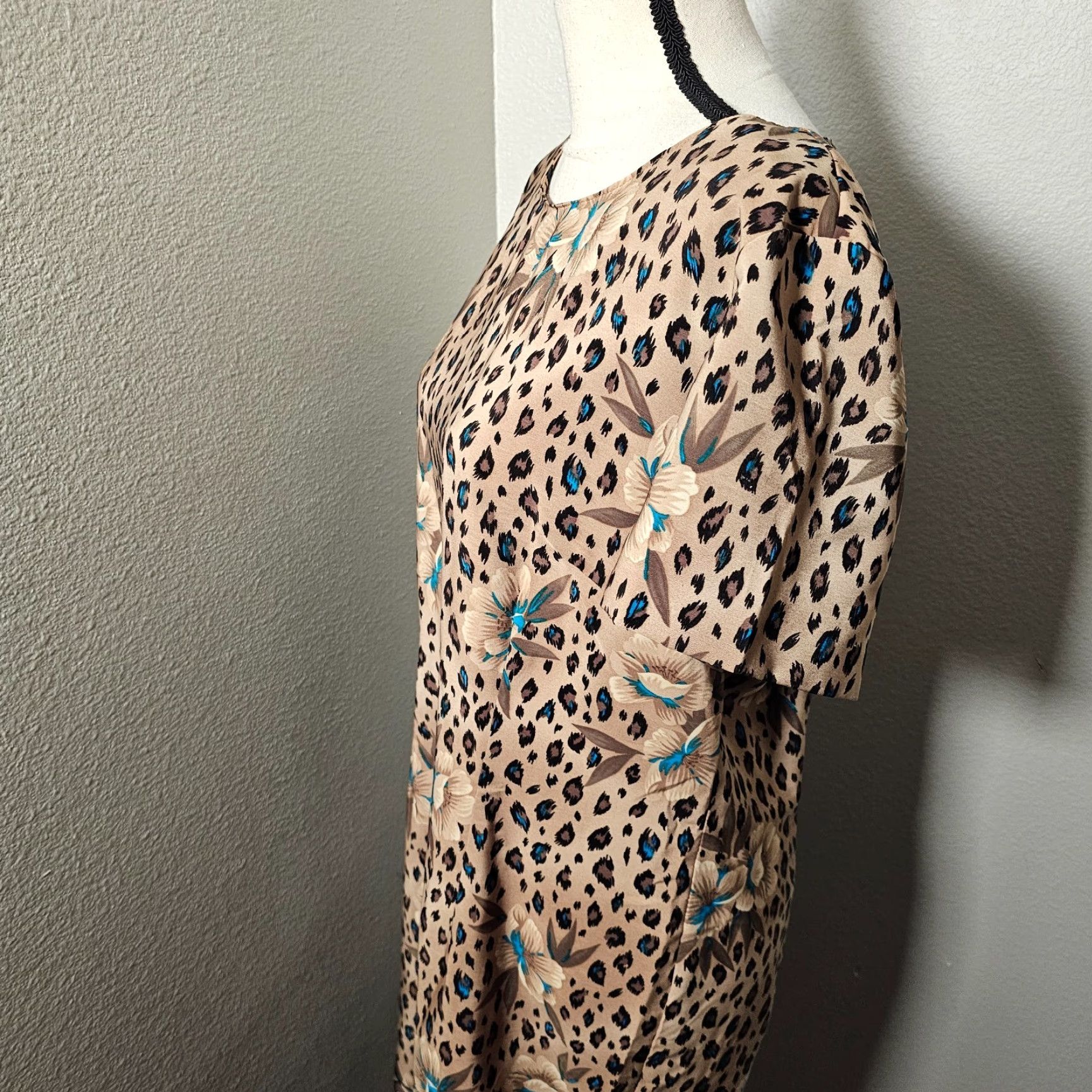Lee VINTAGE Kathie Lee Dress Shirt Women Regular Long Leopard A-Line 14 Brown Size XL / US 12-14 / IT 48-50 - 2 Thumbnail