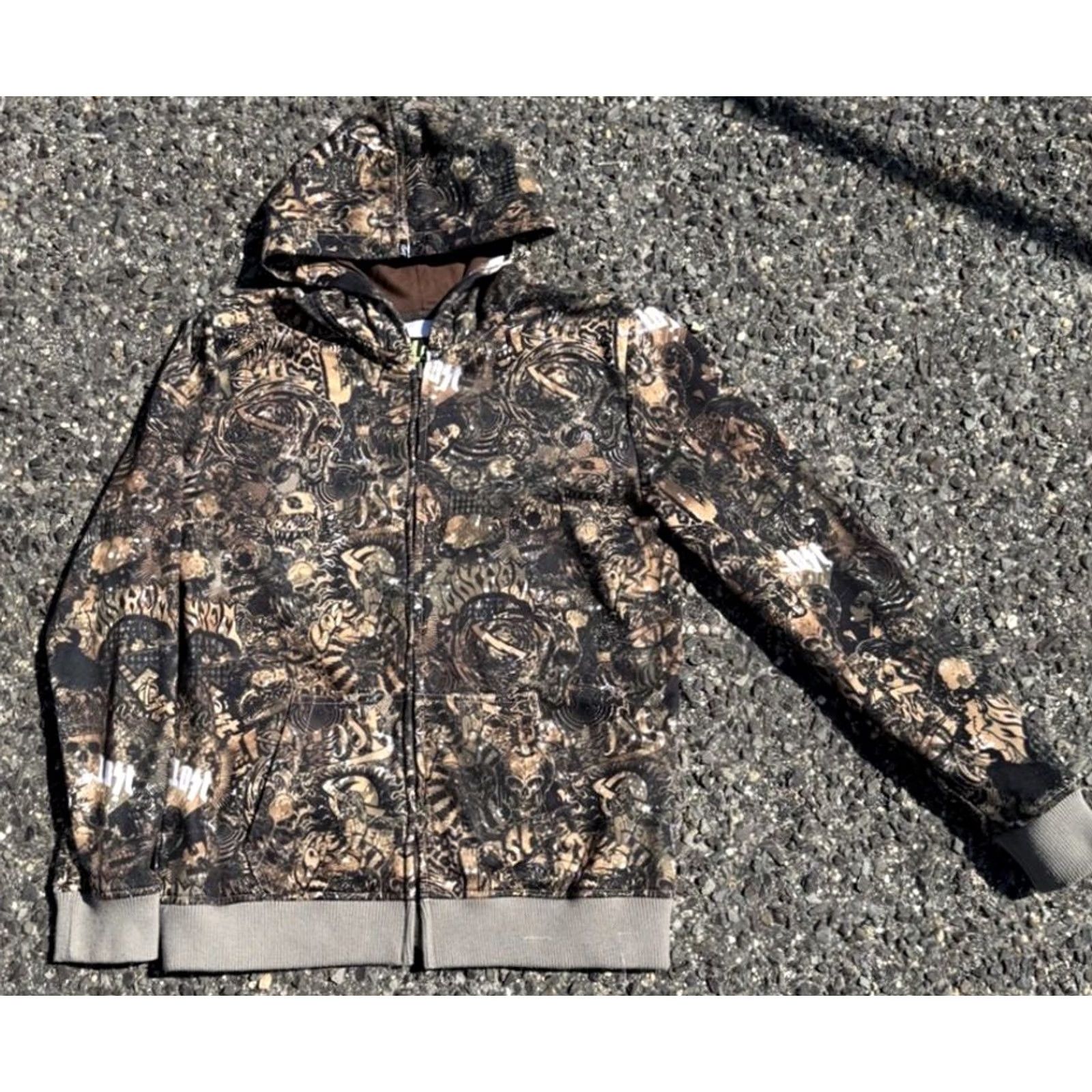 Vintage VINTAGE Lost Enterprises Hoodie Mens M Brown Skater 90s Y2K Graffiti Skull Graphic Print Pocket Pouch Size US M / EU 48-50 / 2 - 2 Thumbnail