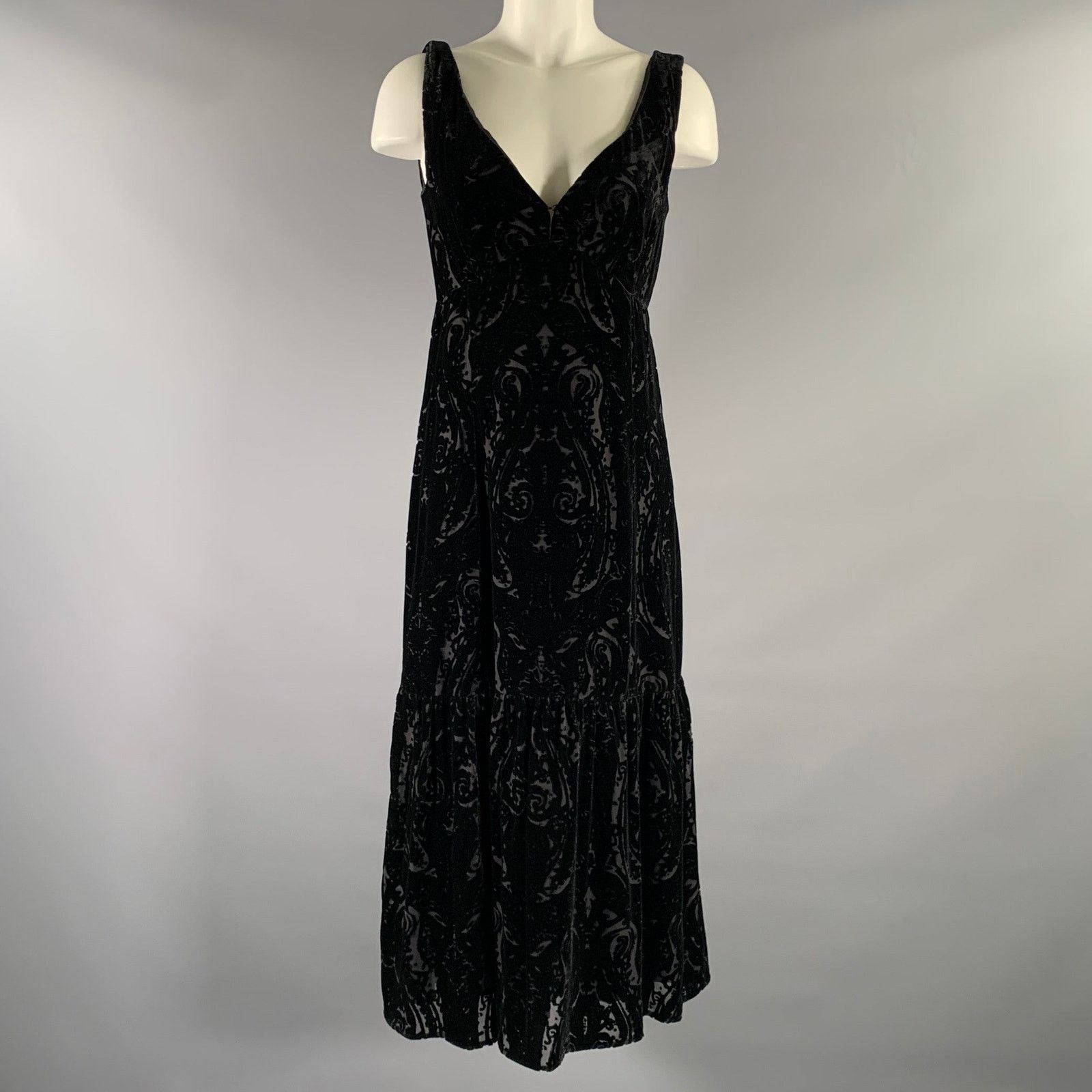 Nanette Lepore NANETTE LEPORE Size 2 Black Silk Paisley Maxi Long Dress Size XS / US 0-2 / IT 36-38 - 1 Thumbnail