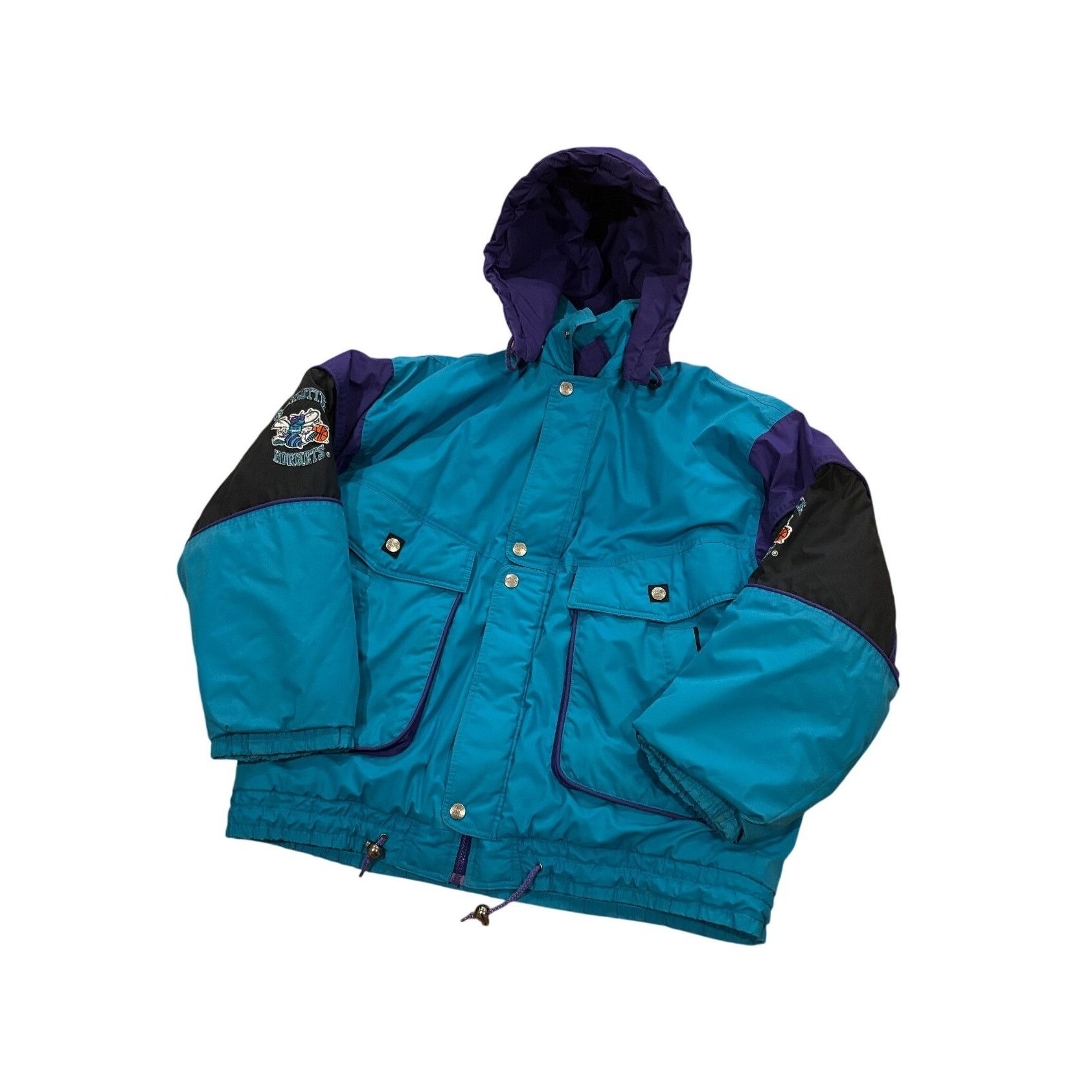 Nutmeg Vintage 90's Nutmeg Charlotte Hornets NBA Hooded Full Zip Ja Size US XL / EU 56 / 4 - 4 Thumbnail