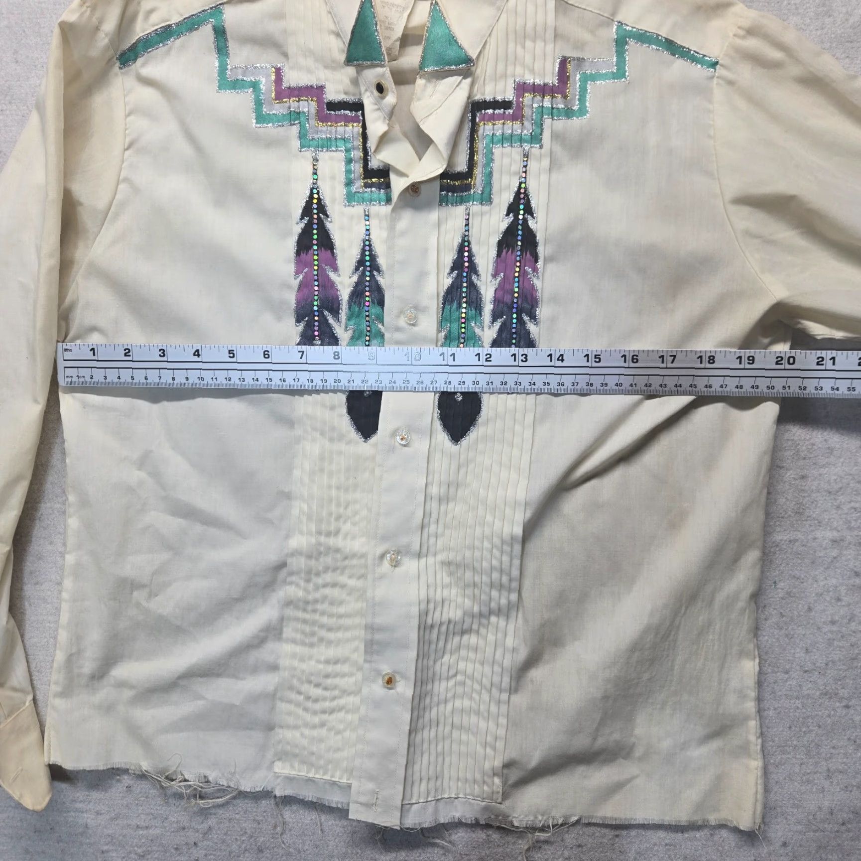 Vintage Vintage Wanted Beads White Dress Shirt Men M 90s Embroidered Rhinestone Long Sleeve Size US M / EU 48-50 / 2 - 7 Thumbnail