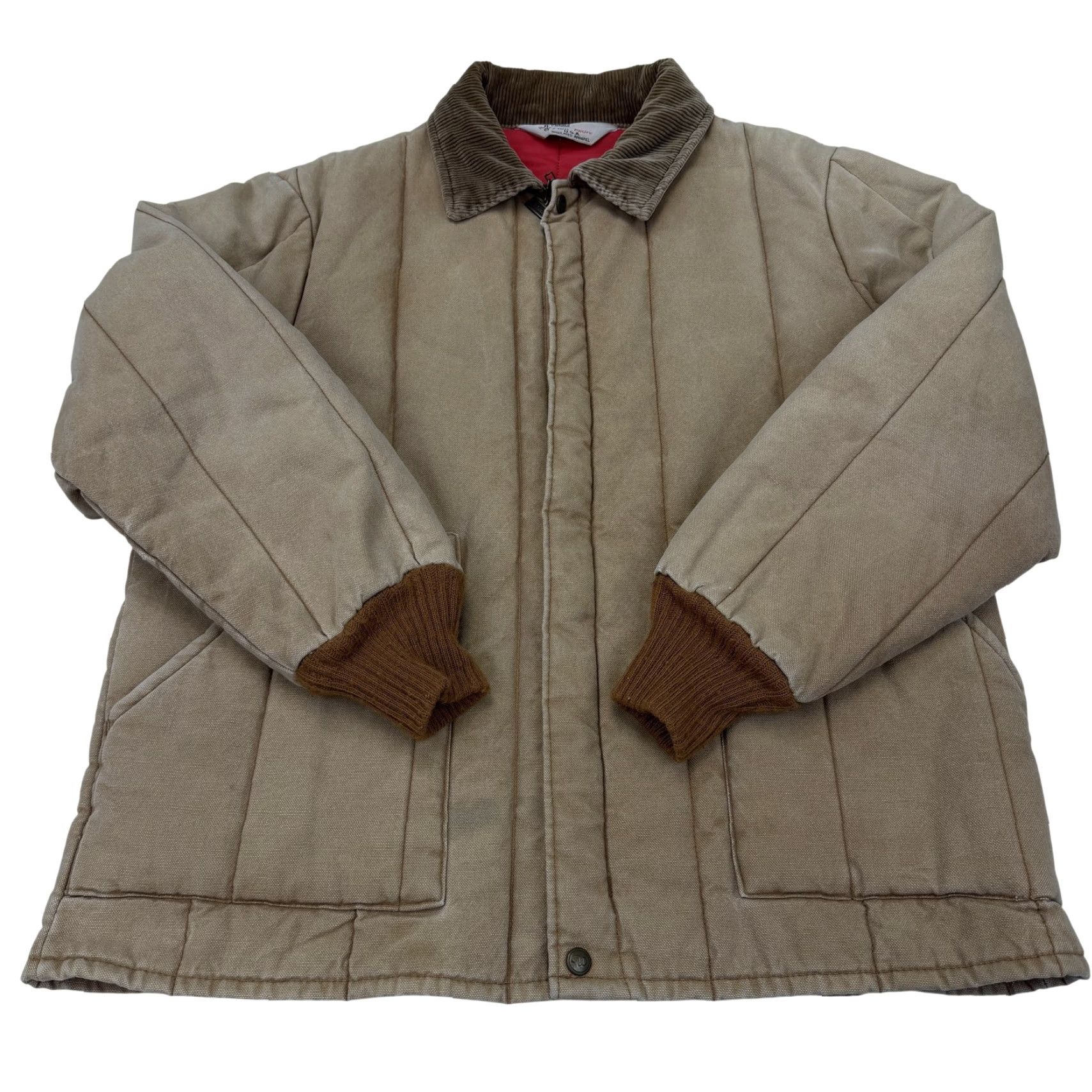 Walls VINTAGE Walls Blizzard-Pruf Jacket Mens XL Beige Canvas Quilted Lined USA Full Zip Insulated Pockets Collared Cotton Solid 70s 80s Mens Size US XL / EU 56 / 4 - 2 Thumbnail