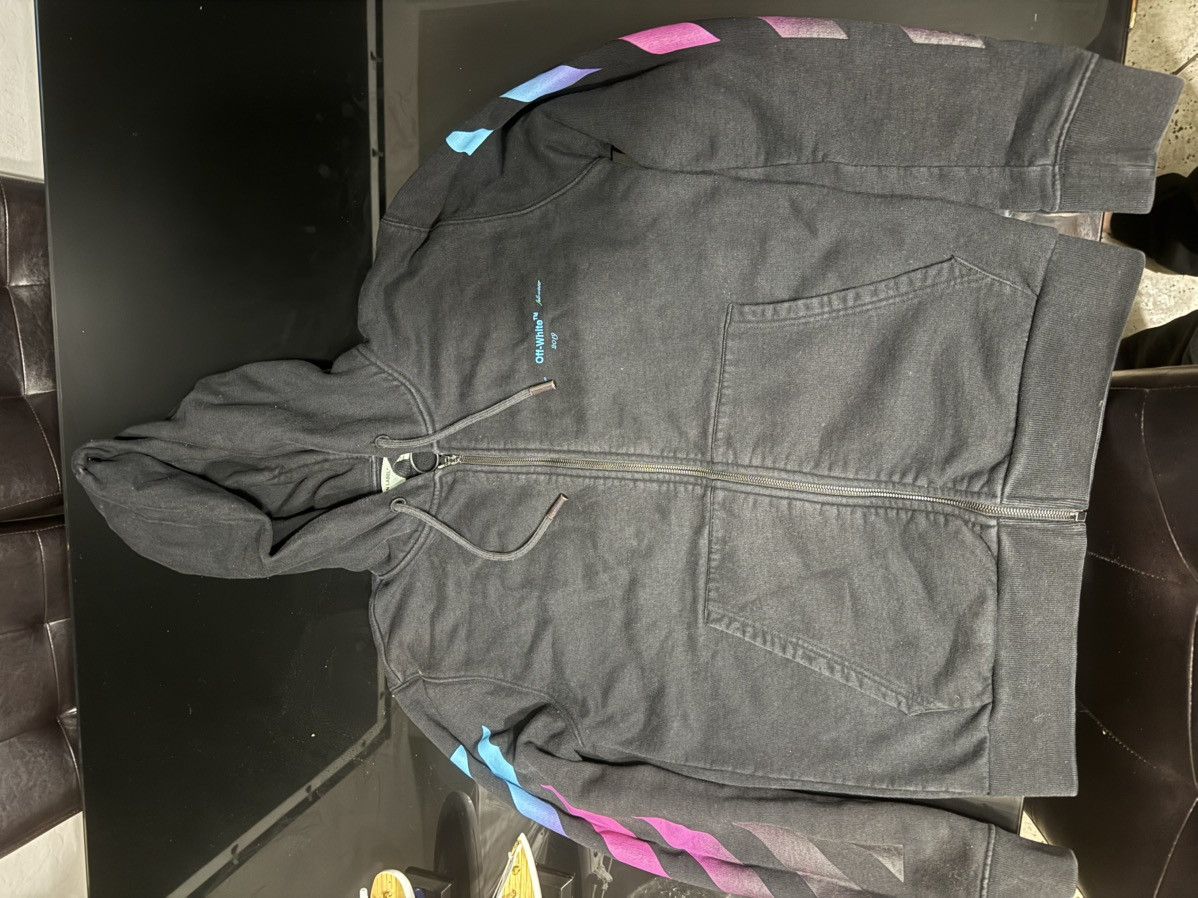 Off-White Black Diagonal Gradient Zip Hoodie Size US M / EU 48-50 / 2 - 1 Thumbnail