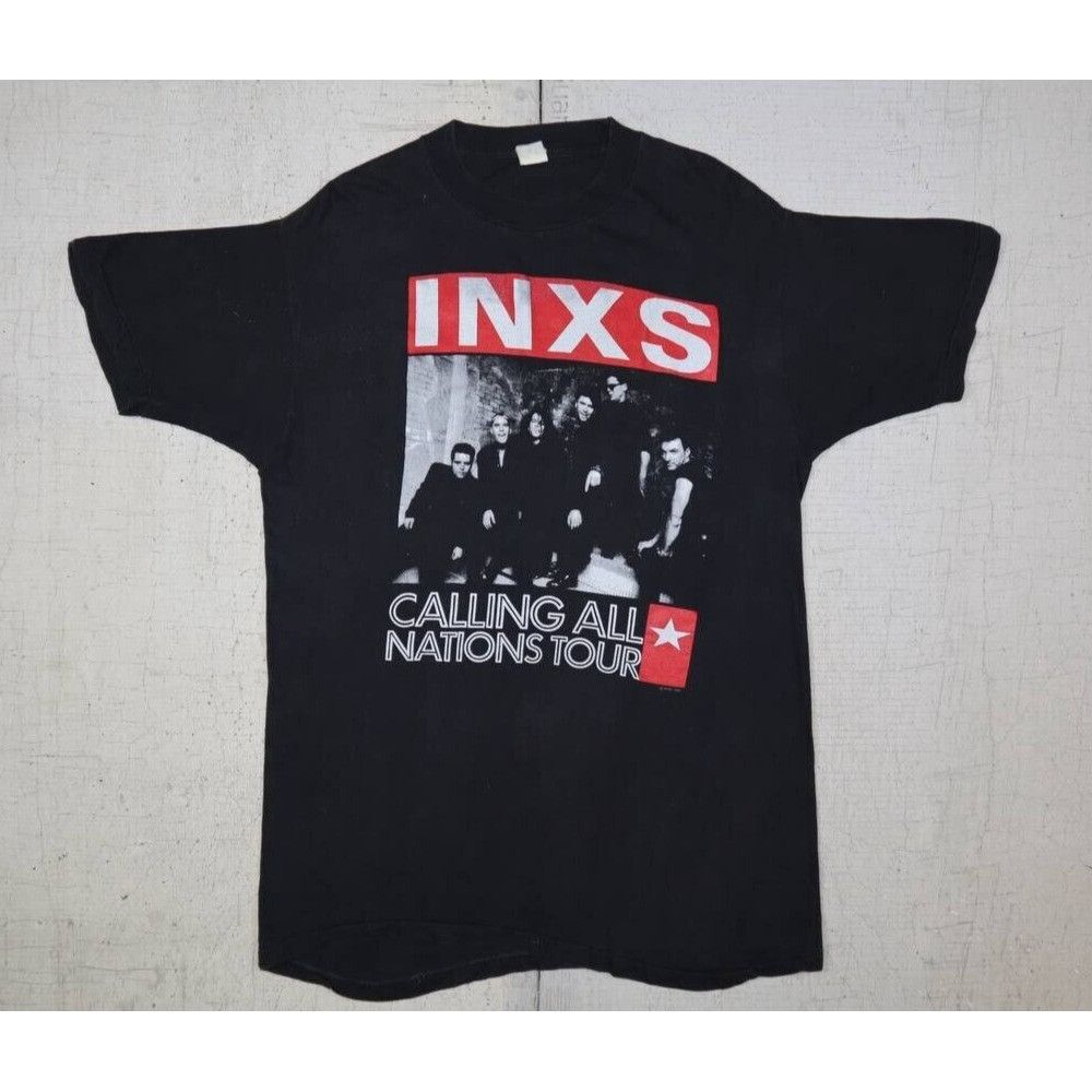 Vintage Vintage 80s INXS Calling All Nations Tour Band T Shirt XL Size US XL / EU 56 / 4 - 4 Thumbnail
