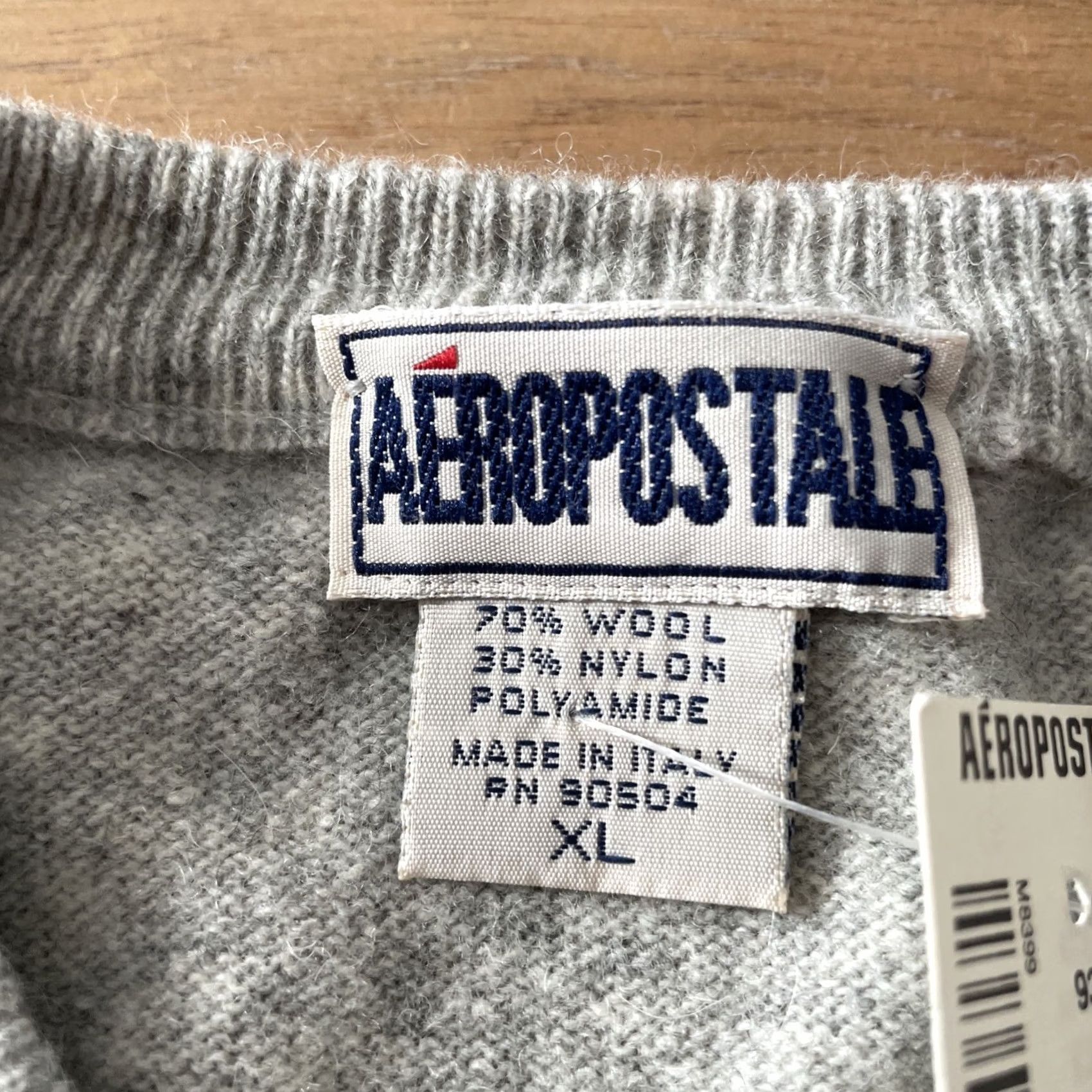 Aeropostale VTG Aeropostale Sweater Mens XL Gray V-Neck Wool Blend Pullover Italy Deadstock Size US XL / EU 56 / 4 - 3 Thumbnail