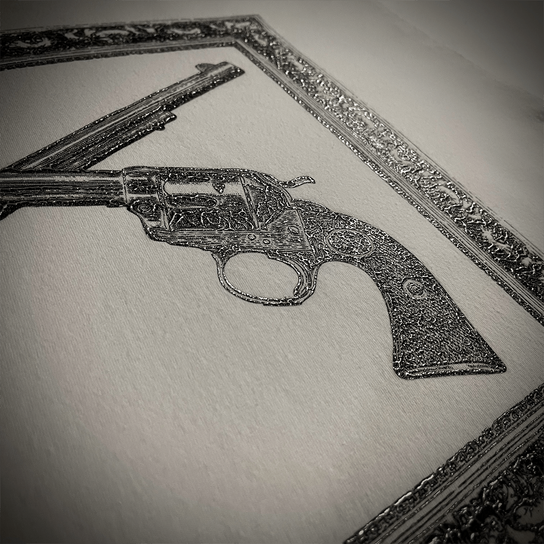 Japanese Brand Roar Guns Foil Print "Cross Gun" Swarovski Size US L / EU 52-54 / 3 - 3 Thumbnail