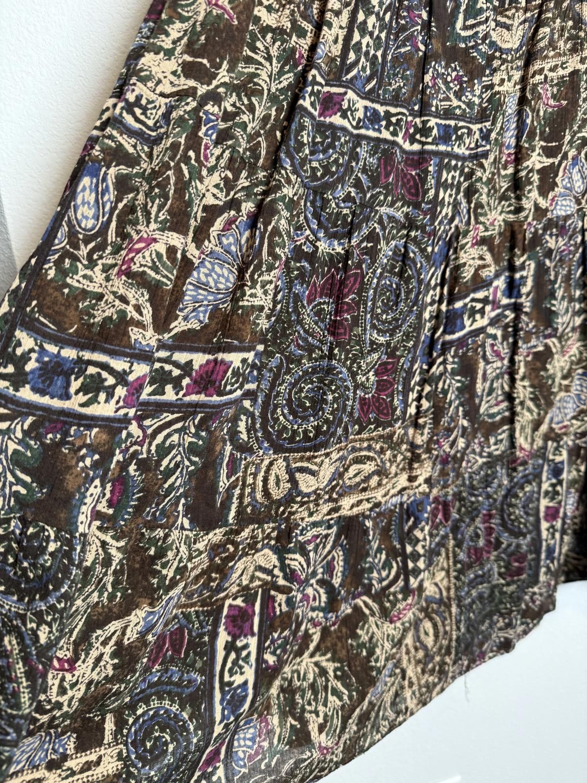 Other Brown Boho Abstarct Cotton Peasant Skirt Size 36" / US 14 / IT 50 - 3 Thumbnail