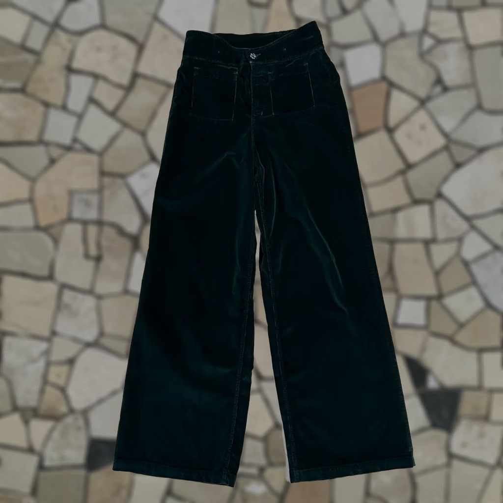 Vintage Sugarhigh Lovestoned Woody Pant Stretch Cord Trousers Women’s 8 Green Wide Leg Casual Workwear Travel 30 Inseam 30 Waist N/A Womens Size 30" / US 8 / IT 44 - 1 Thumbnail