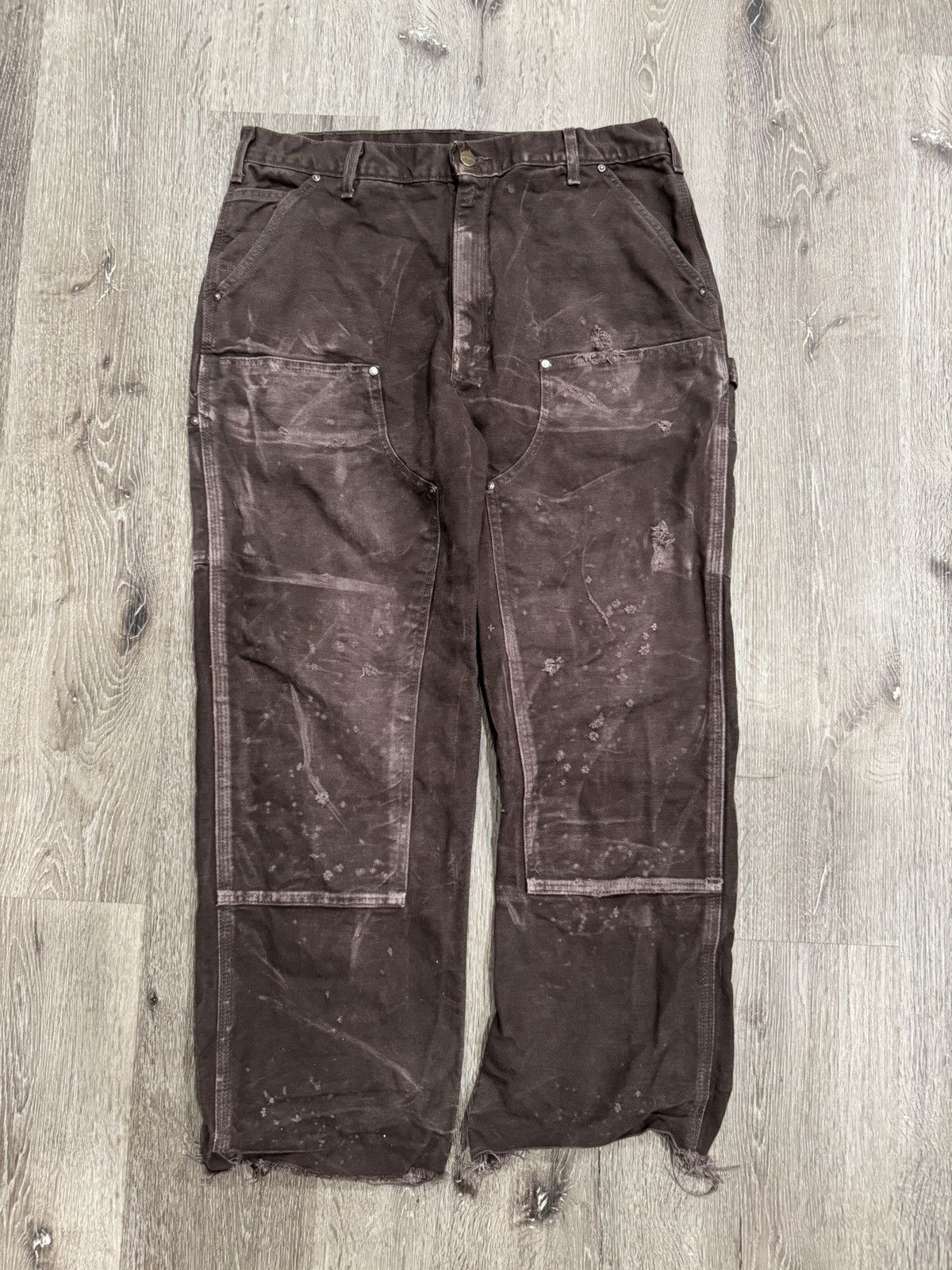 Carhartt Y2K Carhartt Brown Distressed Double Knee Pants Size 36x32 Size US 36 / EU 52 - 1 Thumbnail