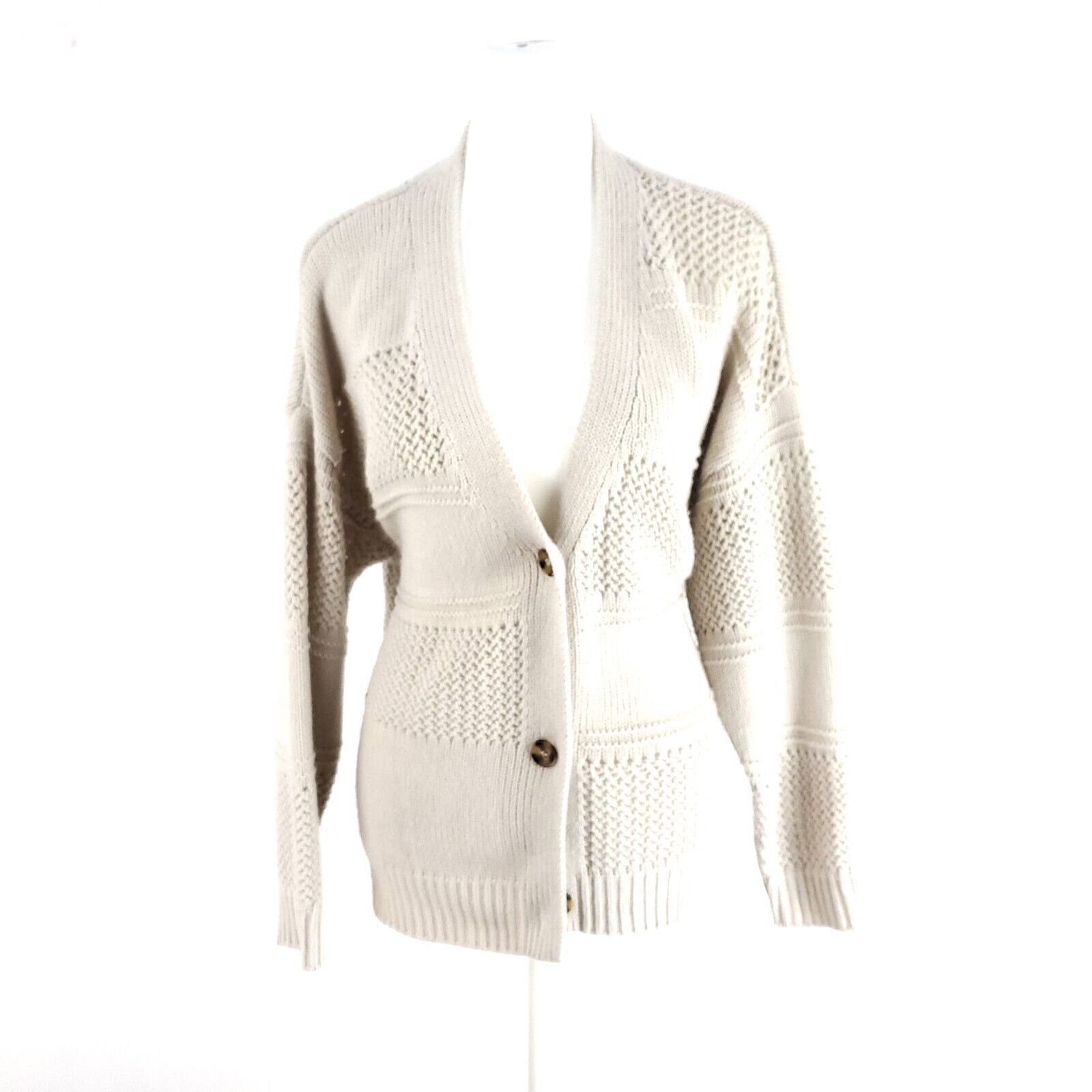 Forever 21 Forever 21 Small Cream Acrylic Cardigan Sweater Long Sleeve Size S / US 4 / IT 40 - 2 Thumbnail