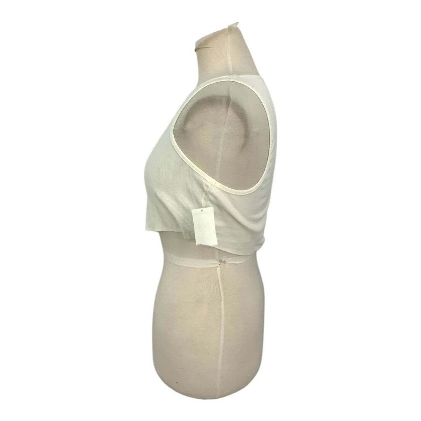 Other Naked Wardrobe Knotted Crop Top White Sz Large NWOT $42 MSRP Size L / US 10 / IT 46 - 4 Thumbnail