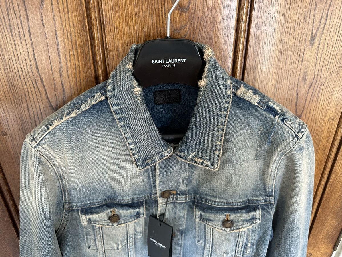 Saint Laurent Paris $1090 Saint Laurent destroyed distressed denim jacket BNWT L Size US L / EU 52-54 / 3 - 13 Thumbnail