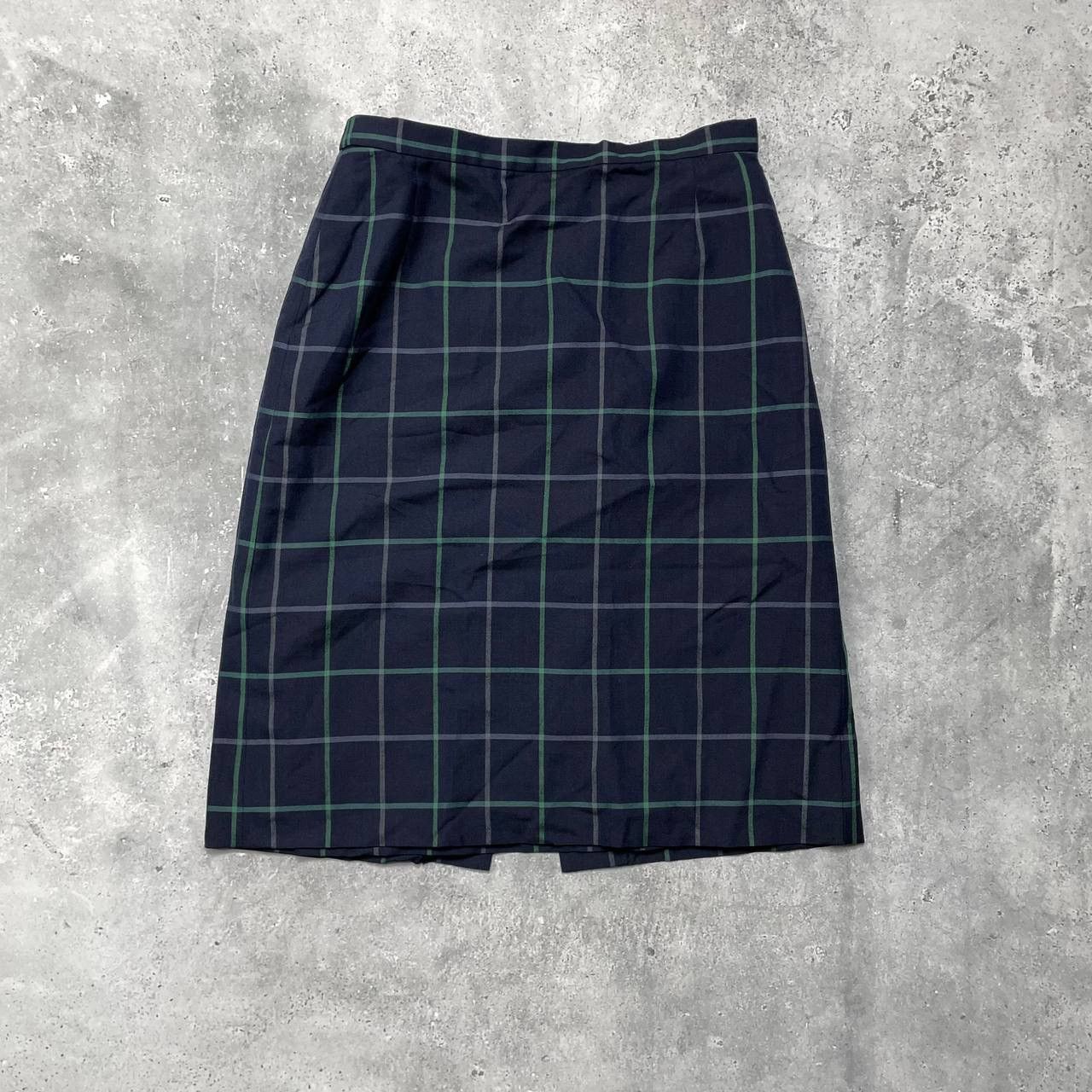 Burberry × Vintage Vintage 90s Burberrys Midi Checked Skirt Women’s Blue Size 27" / US 4 / IT 40 - 15 Thumbnail