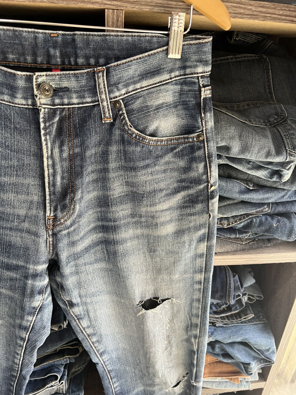 Japanese Brand 🔥Uniqlo UJ Flare Distressed Denim Size US 32 / EU 48 - 8 Thumbnail