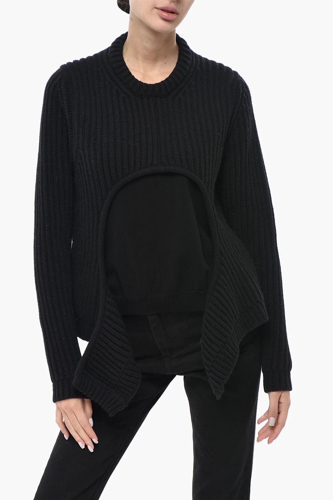 Off-White og1mm0426 Cotton-Blend Sweater in Black Size XS / US 0-2 / IT 36-38 - 1 Thumbnail