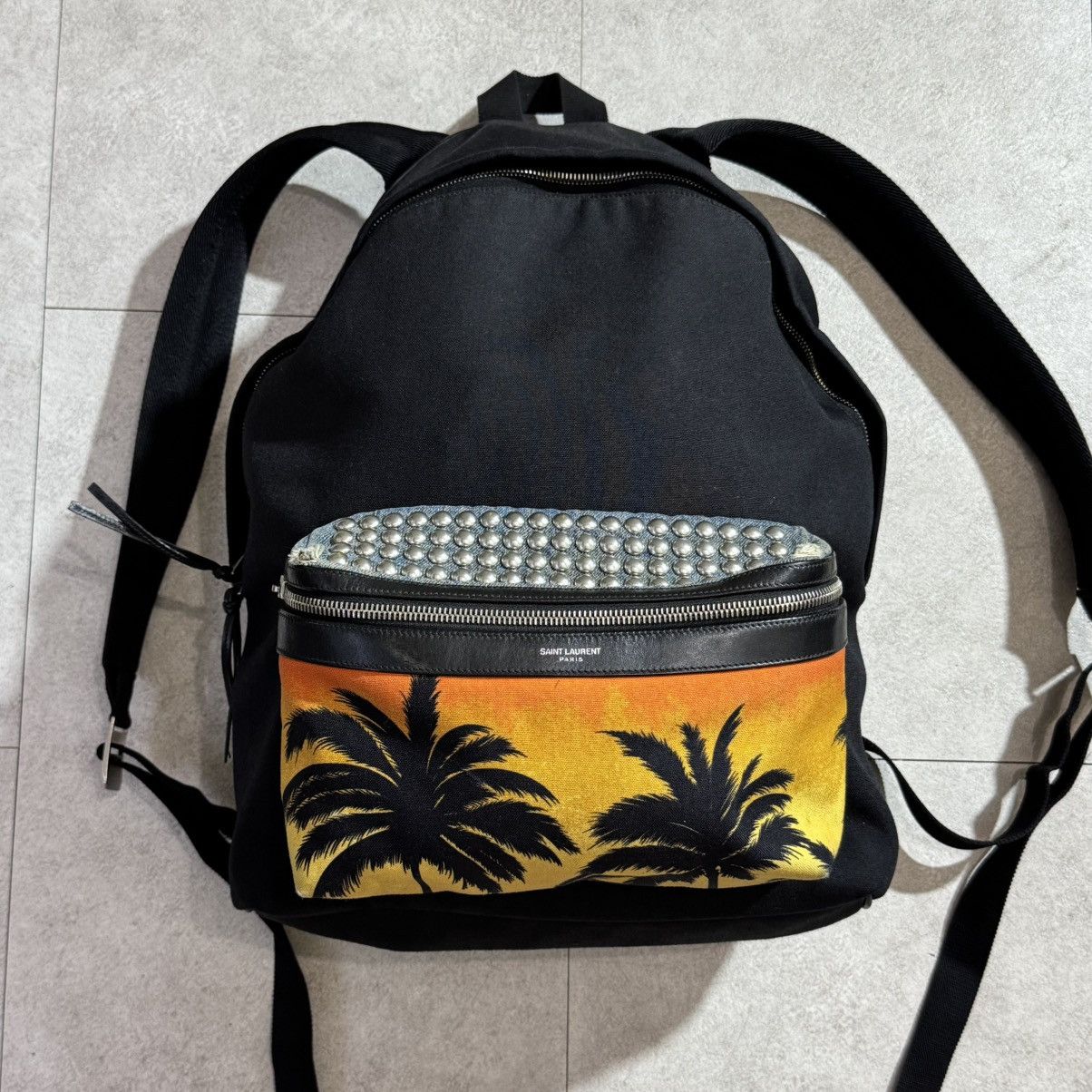 Saint Laurent Paris Saint Laurent Palm Studded City Backpack Size ONE SIZE - 1 Thumbnail