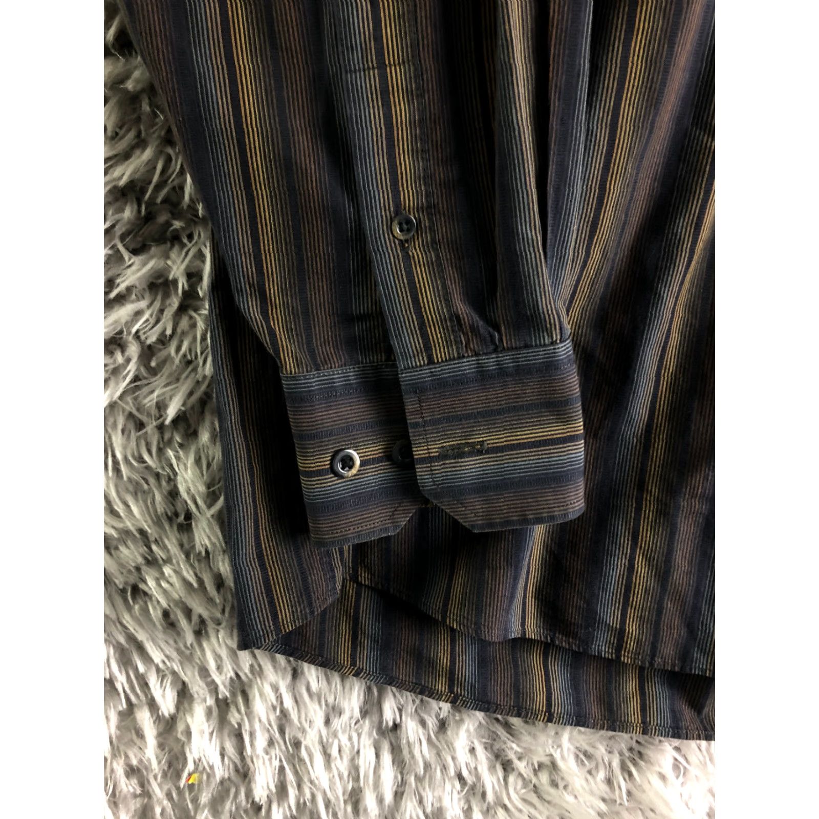 Vintage Cotton Reel Shirt Mens M Brown Stripe Long Sleeve Point Collar Button-Up Size US M / EU 48-50 / 2 - 2 Thumbnail
