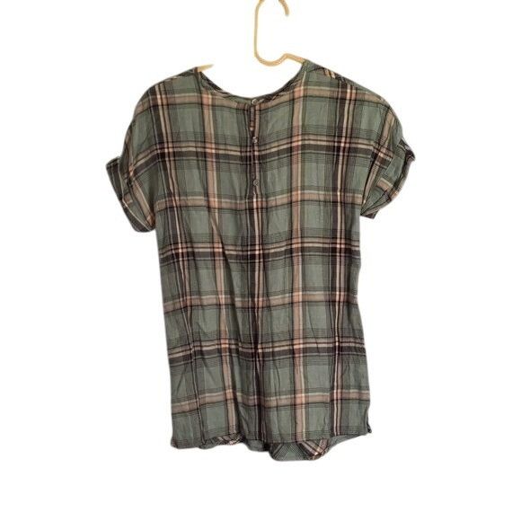 J. Jill J. Jill XS Womens Short Sleeve Shirt Plaid Cotton Modal Blen Size XS / US 0-2 / IT 36-38 - 2 Thumbnail