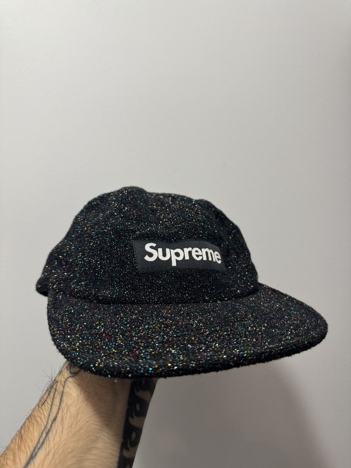 Supreme Supreme Glitter Terry Camp Cap SS19 Black Size ONE SIZE - 1 Thumbnail