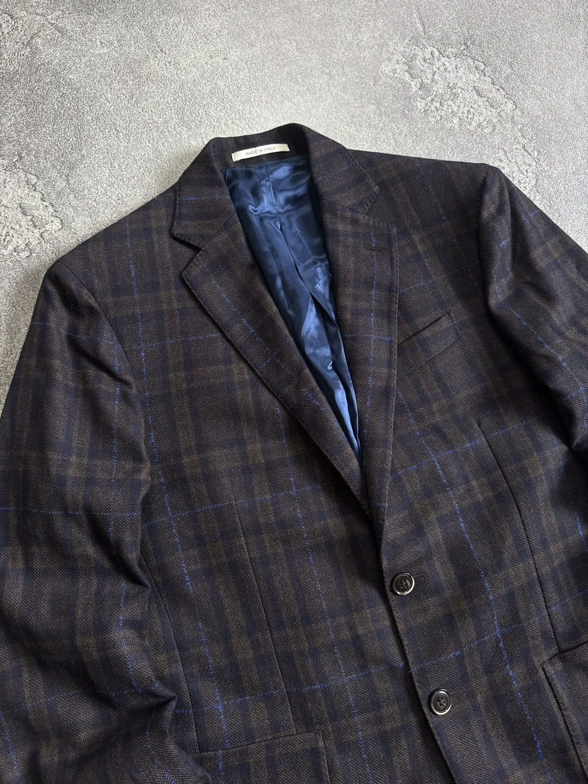 Boggi Boggi 52size wool Chekered blazer button up jacket luxury Size 42R - 3 Thumbnail