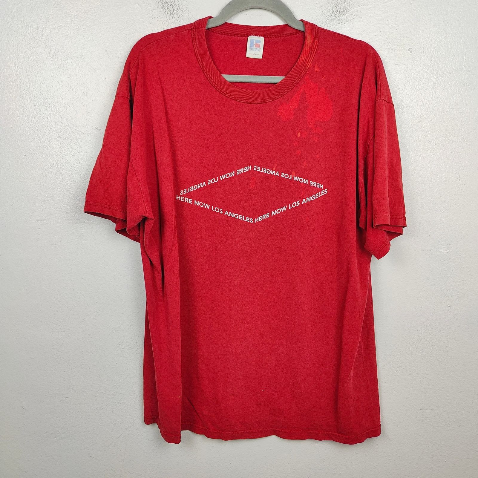 Russell Athletic Vintage Los Angeles Here Now T-Shirt Mens Medium Red 90s Size US M / EU 48-50 / 2 - 1 Thumbnail