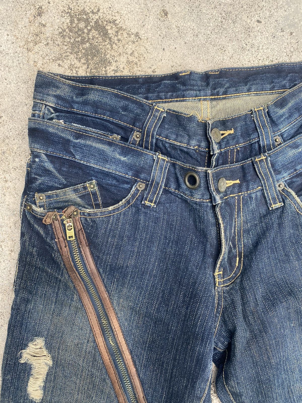 If Six Was Nine × Japanese Brand × PPFM PPFM Double Waist Zipper Clawmark Denim Jeans Size US 31 - 4 Thumbnail