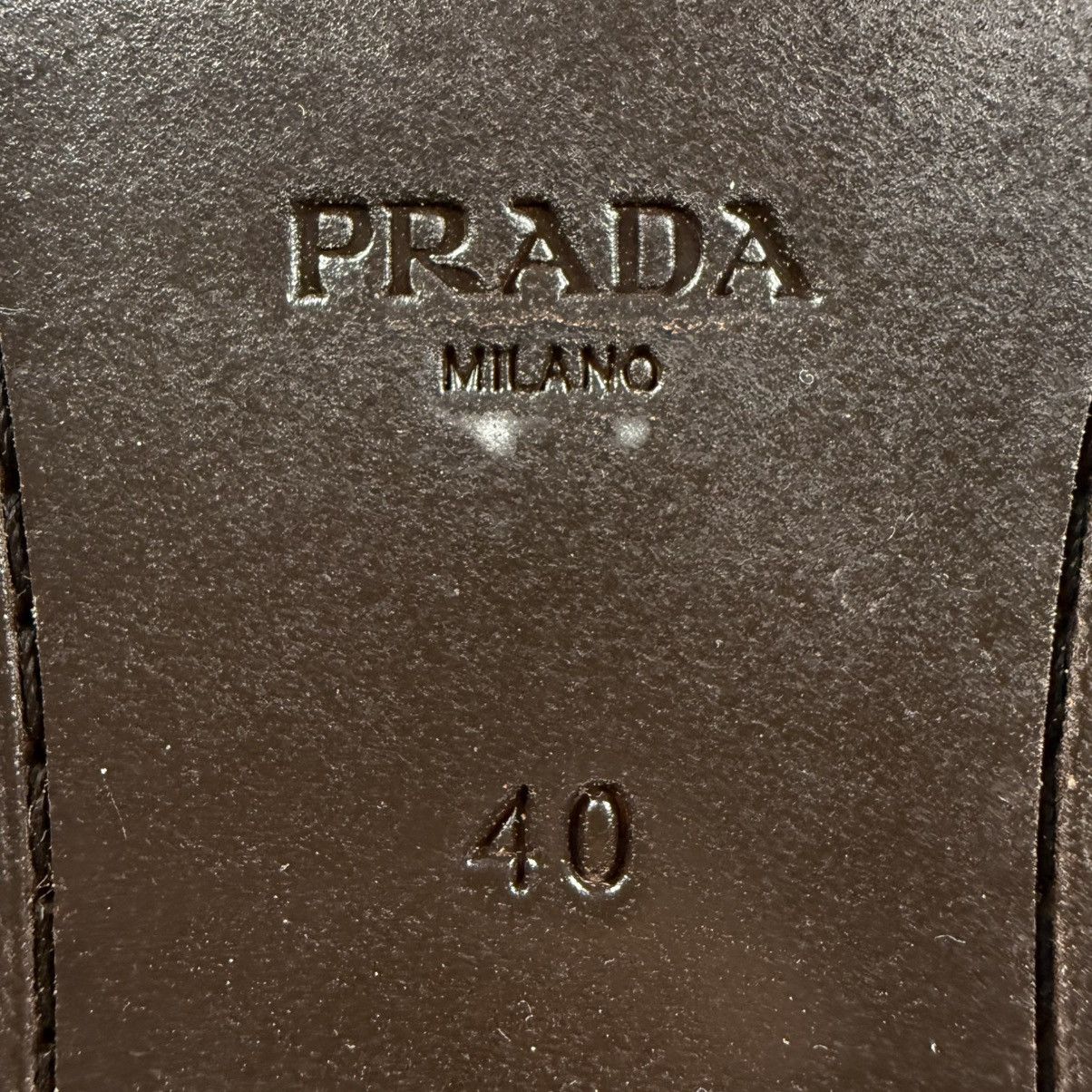 Prada PRADA Camel Leather Logo Belted Knee-High Riding Boots Size US 9 / IT 39 - 9 Thumbnail
