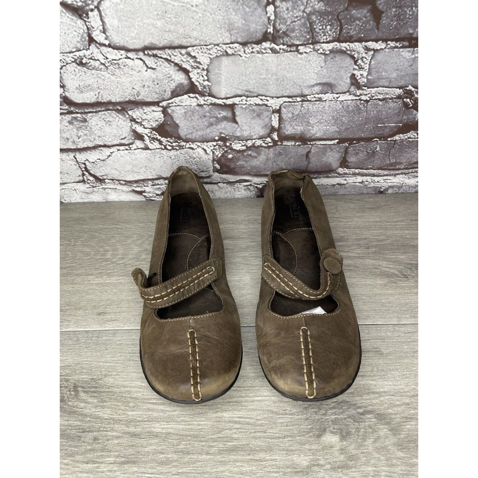 Born Born Handcrafted Brown Leather MaryJane Strap Comfort Shoes Size US 8.5 / IT 38.5 - 4 Thumbnail