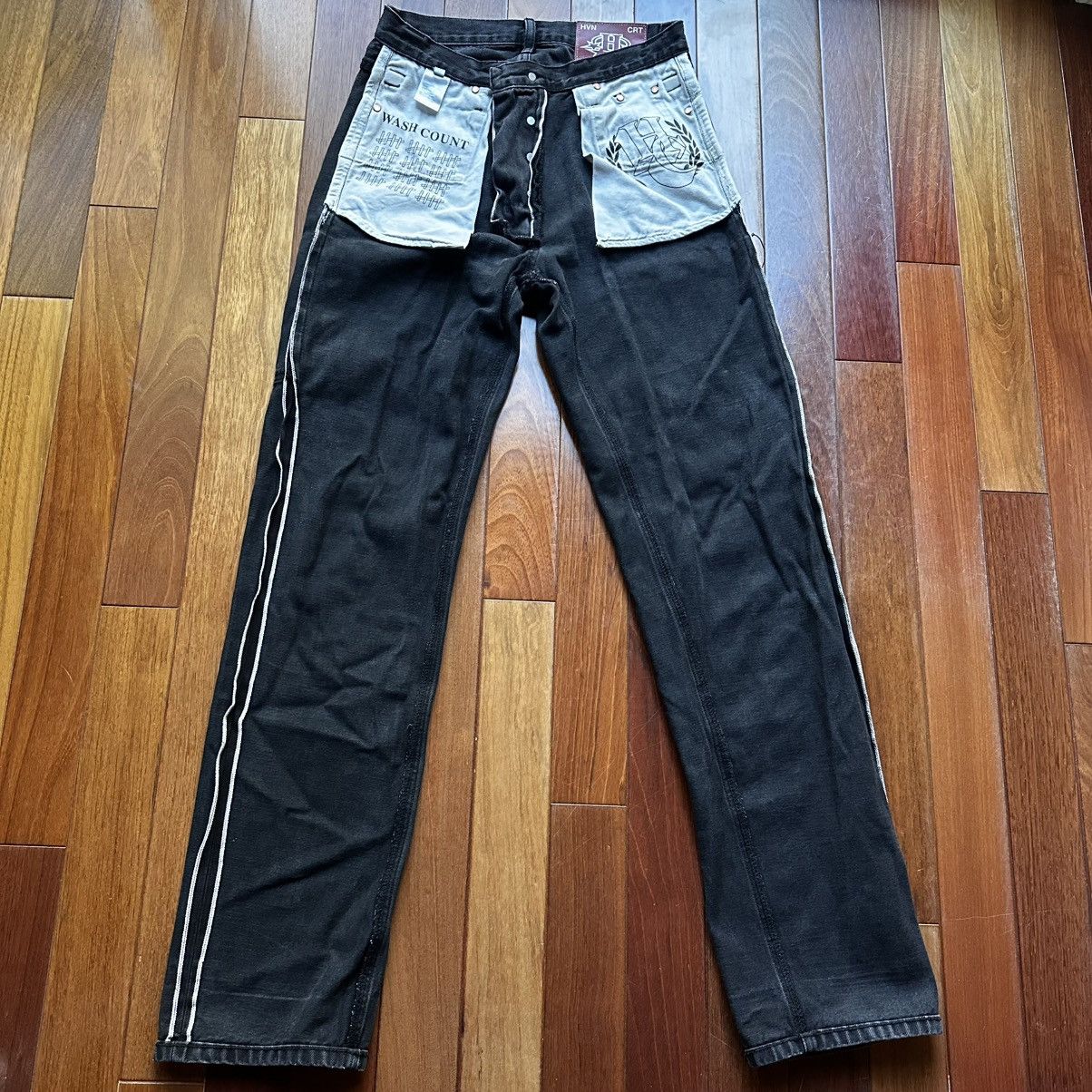 Haven Court Haven Court Quad Cargo Selvedge Denim - Black/Washed Black Size US 29 - 5 Thumbnail
