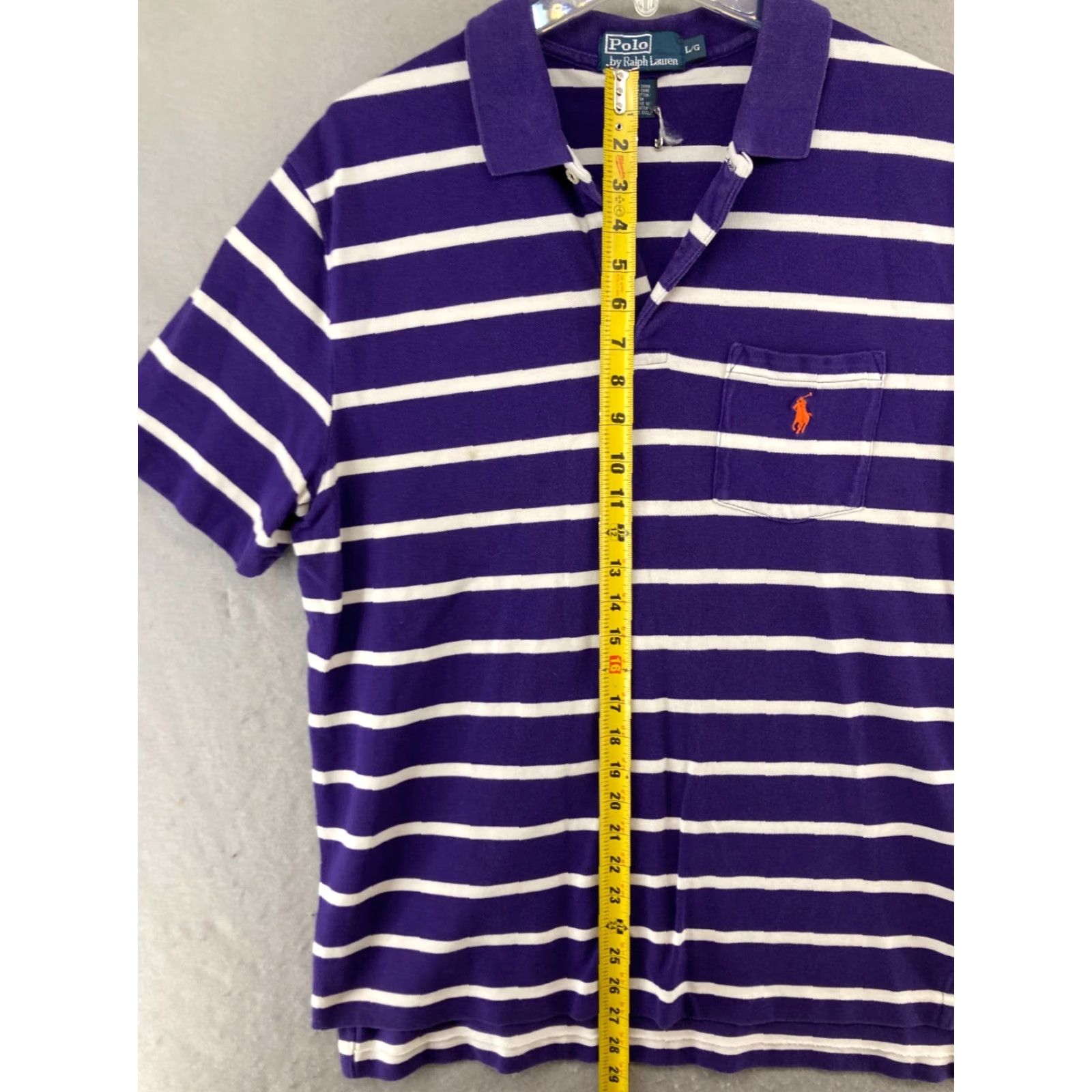 Polo Ralph Lauren VINTAGE Polo Ralph Lauren Mens Shirt Large Purple Stripe Pocket Pony Size US L / EU 52-54 / 3 - 3 Thumbnail