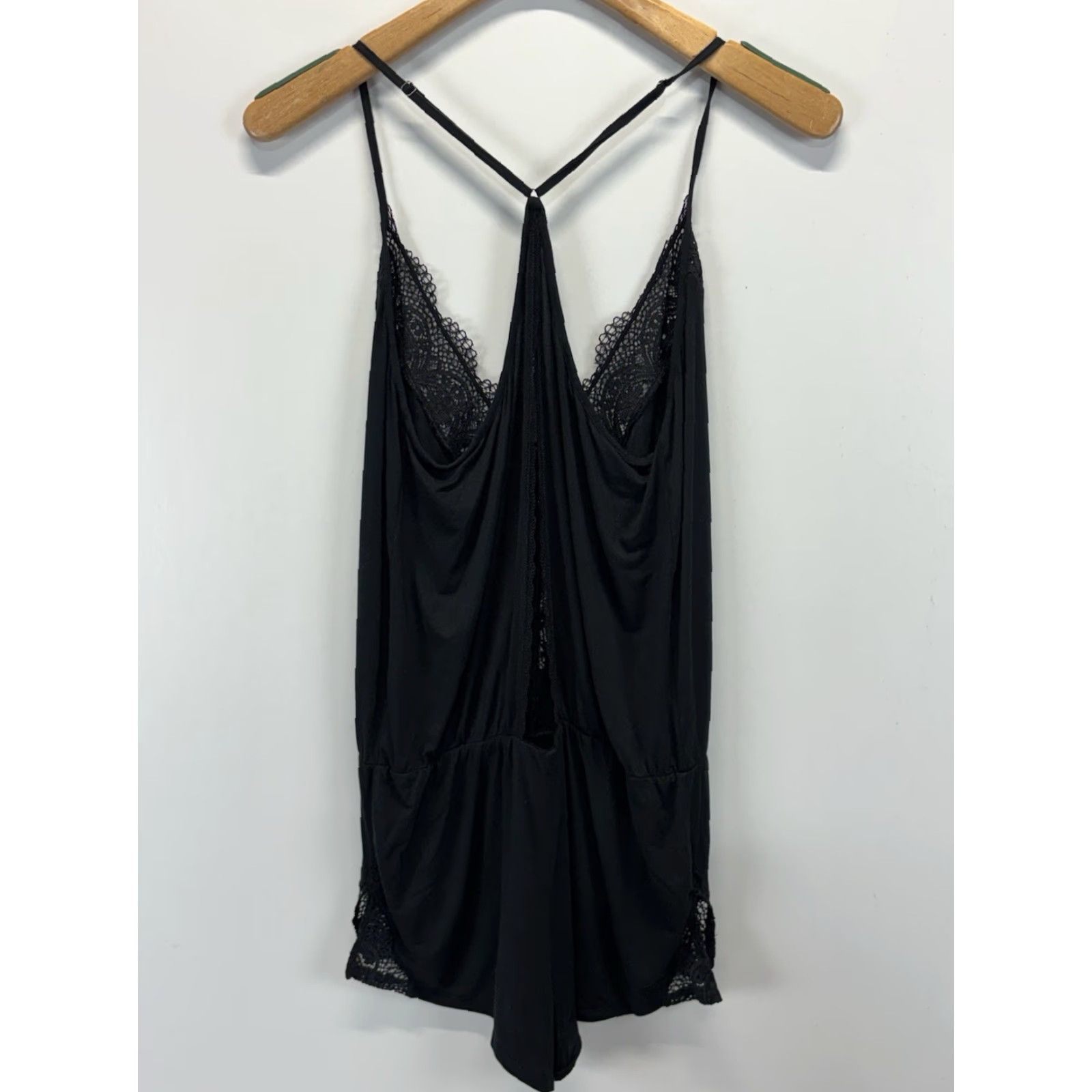 Victoria's Secret VICTORIA’S SECRET Teddy Short Romper One Piece Women’s M Black Lace Trim Strappy Sleeveless Pull On Size 32" / US 10 / IT 46 - 4 Thumbnail
