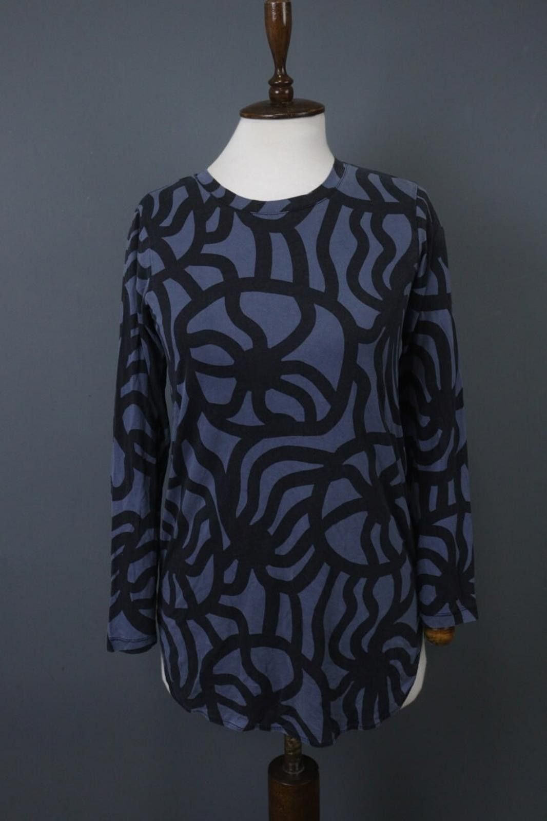 Marimekko Marimekko Blue Black Geometric Lyocell Blouse Top Size XS Size XS / US 0-2 / IT 36-38 - 1 Thumbnail