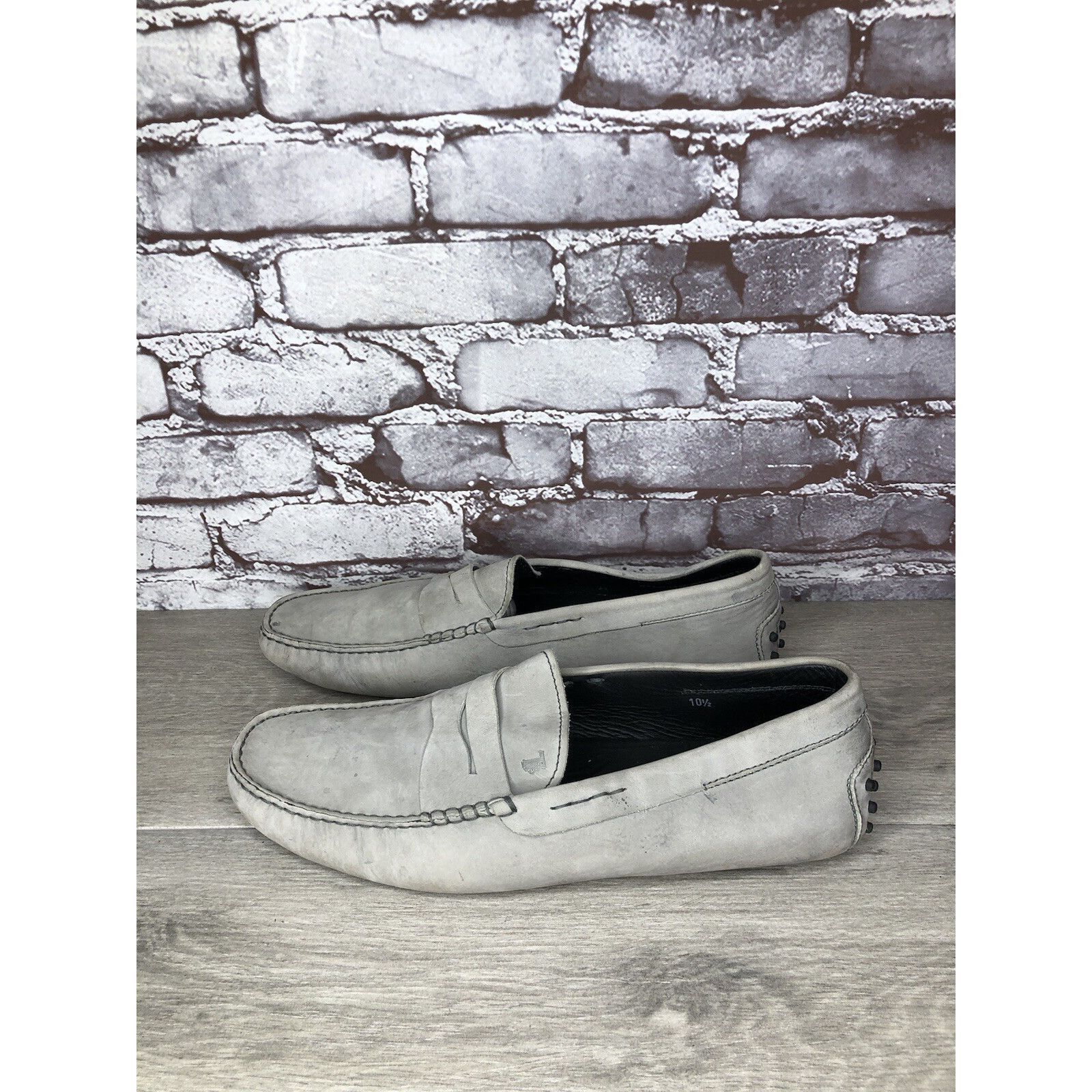 Tod's Tods Gray Suede Leather Penny Gommino Driving Loafers Shoes Size US 10.5 / EU 43-44 - 14 Thumbnail