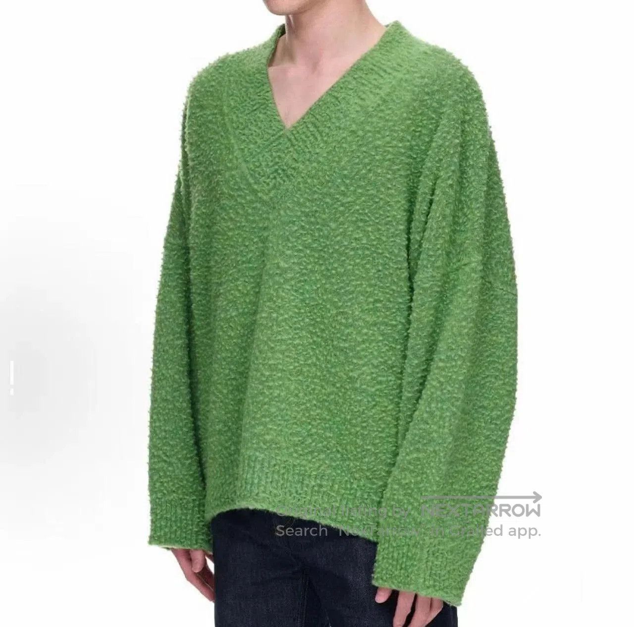 Loewe LOEWE Green V-Neck Loose Sweater. Size US S / EU 44-46 / 1 - 9 Thumbnail